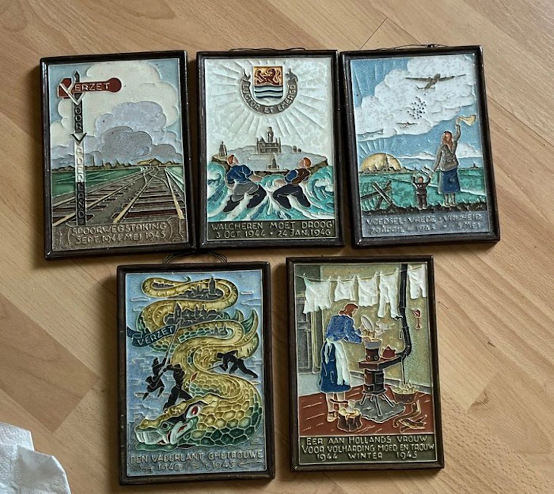 Vintage Tile (5) - war - De Porceleyne Fles, Delft - Vintage - 1940-1950