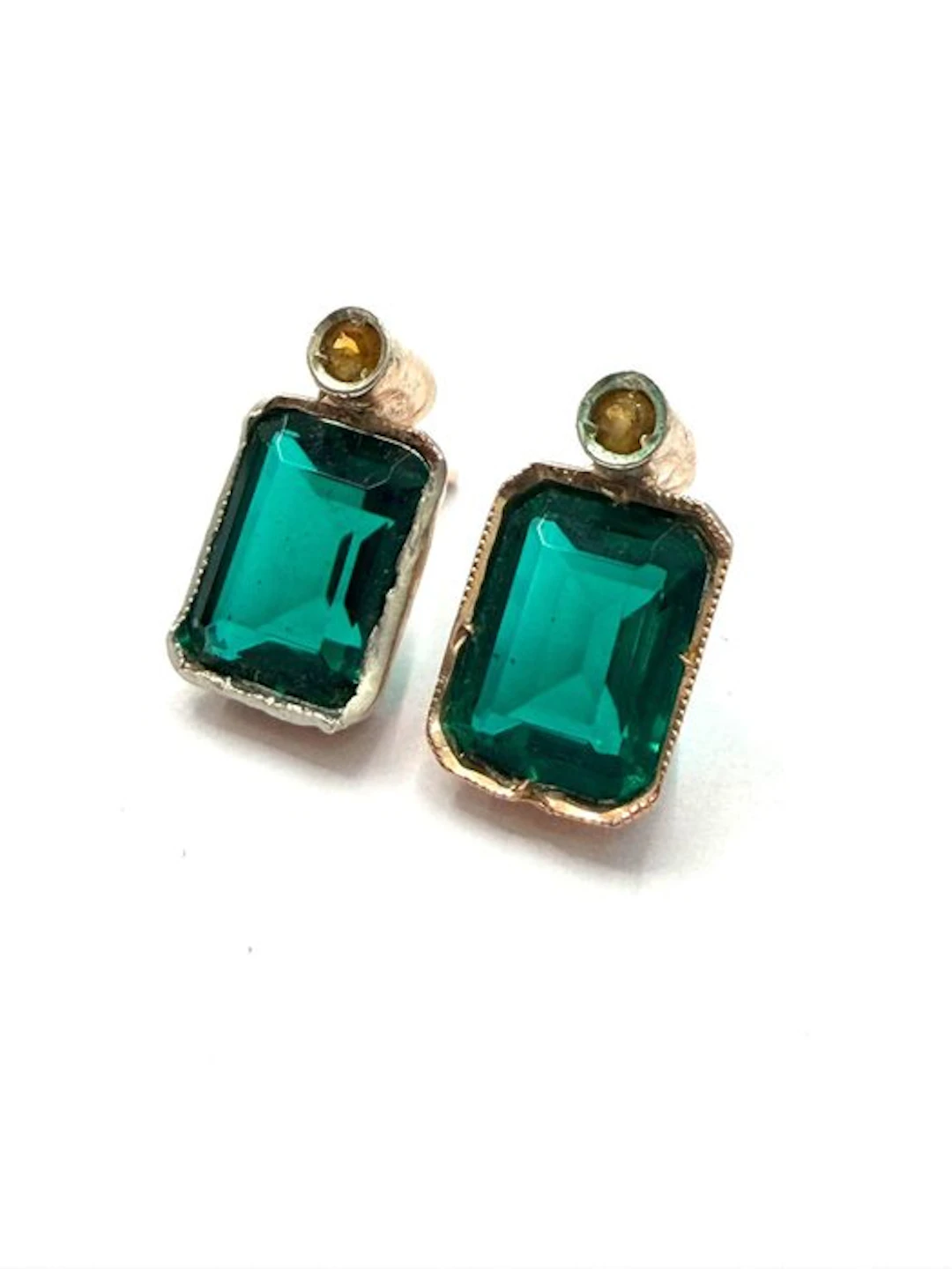 No reserve price - Earrings - 9 kt. Rose gold, Silver Spinel - Spinel