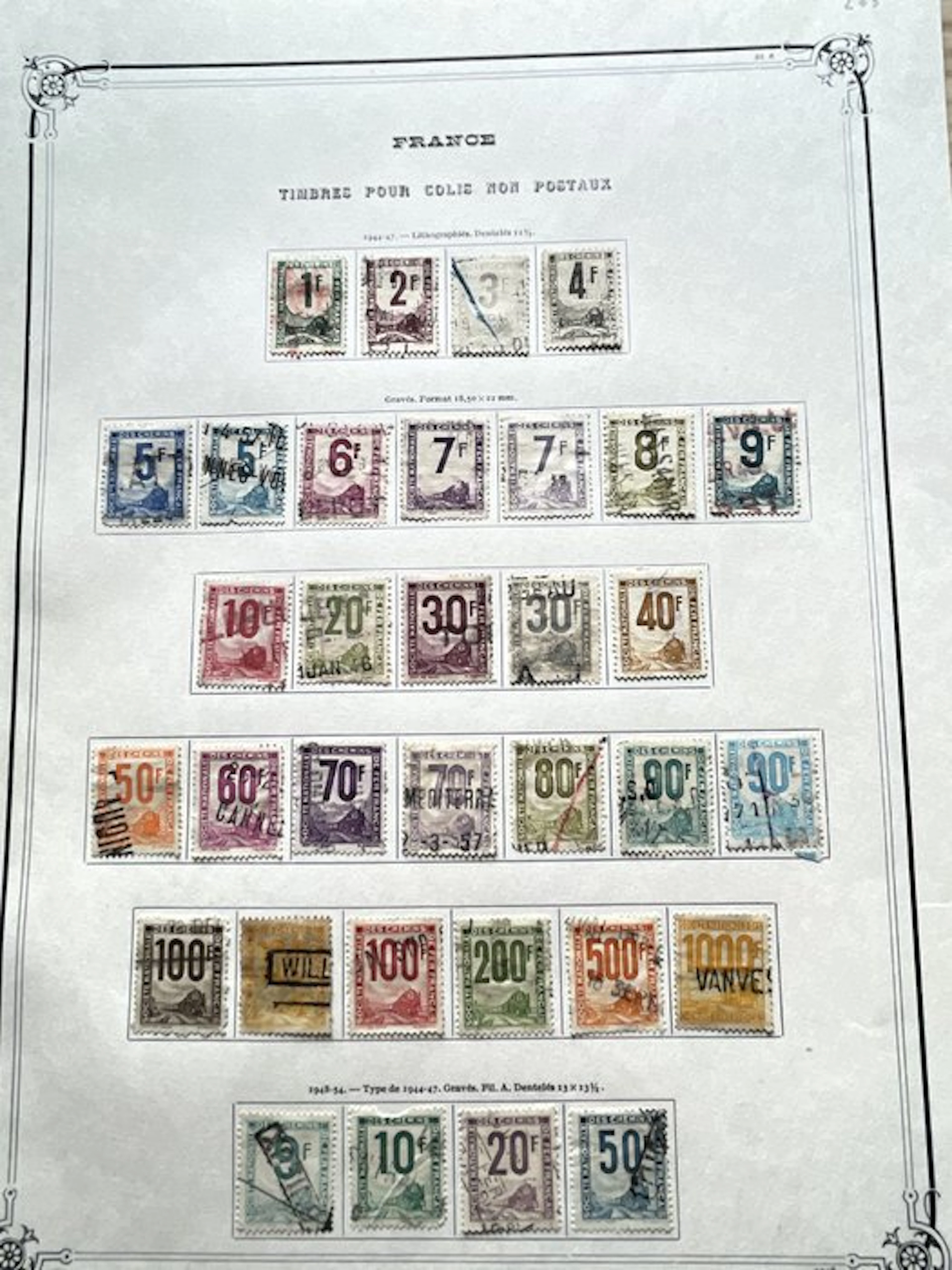 France - colis postaux, collection de timbres