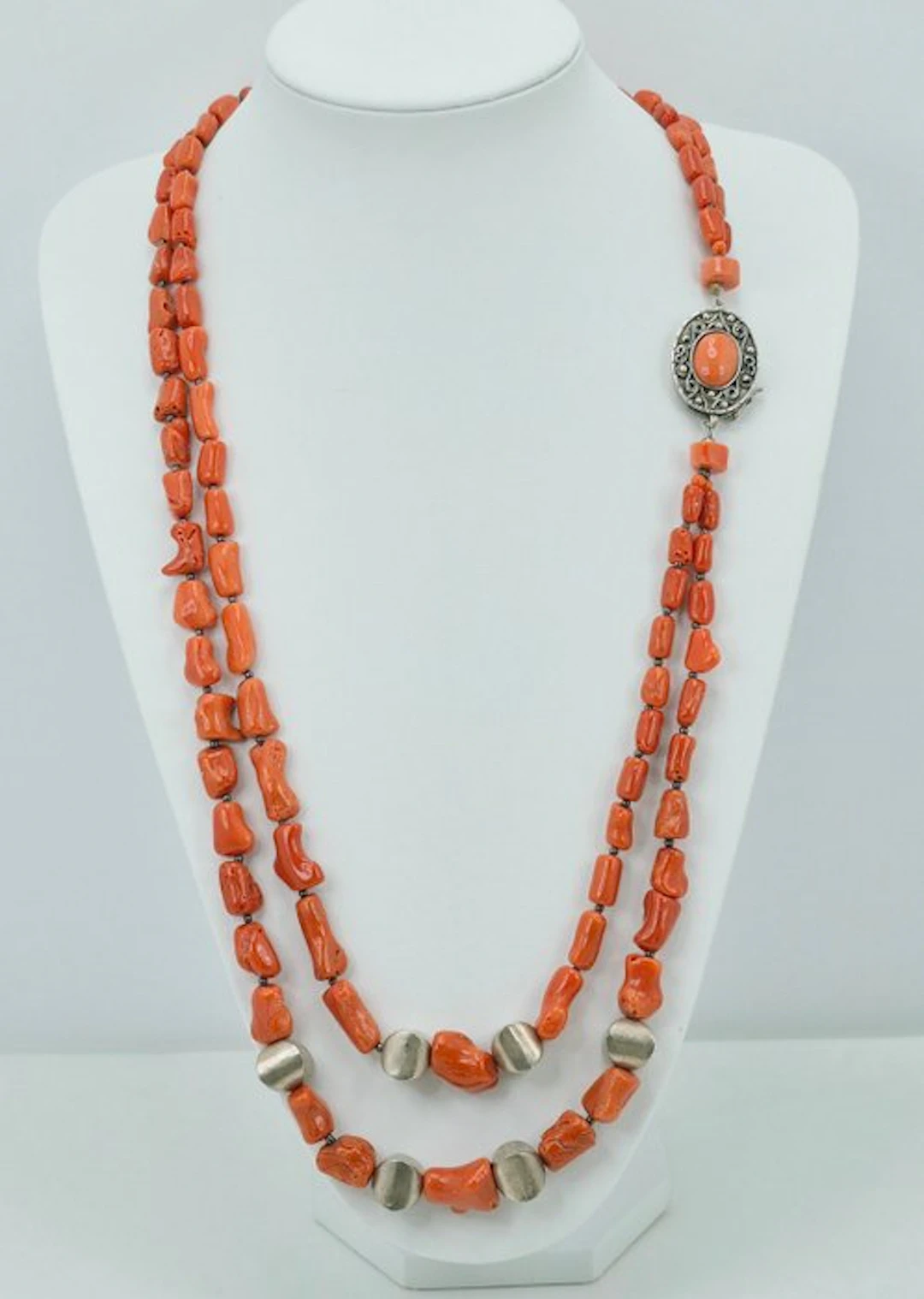 Coral - Silver - Necklace - CORALLO MEDITERRANEO