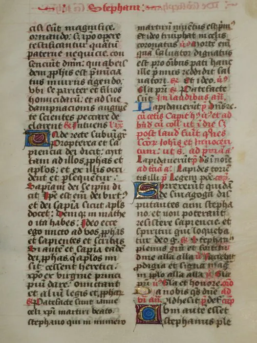 French Monoscript Manuscript - Manuscript from a French Book of Hours - ca. 15th century ...