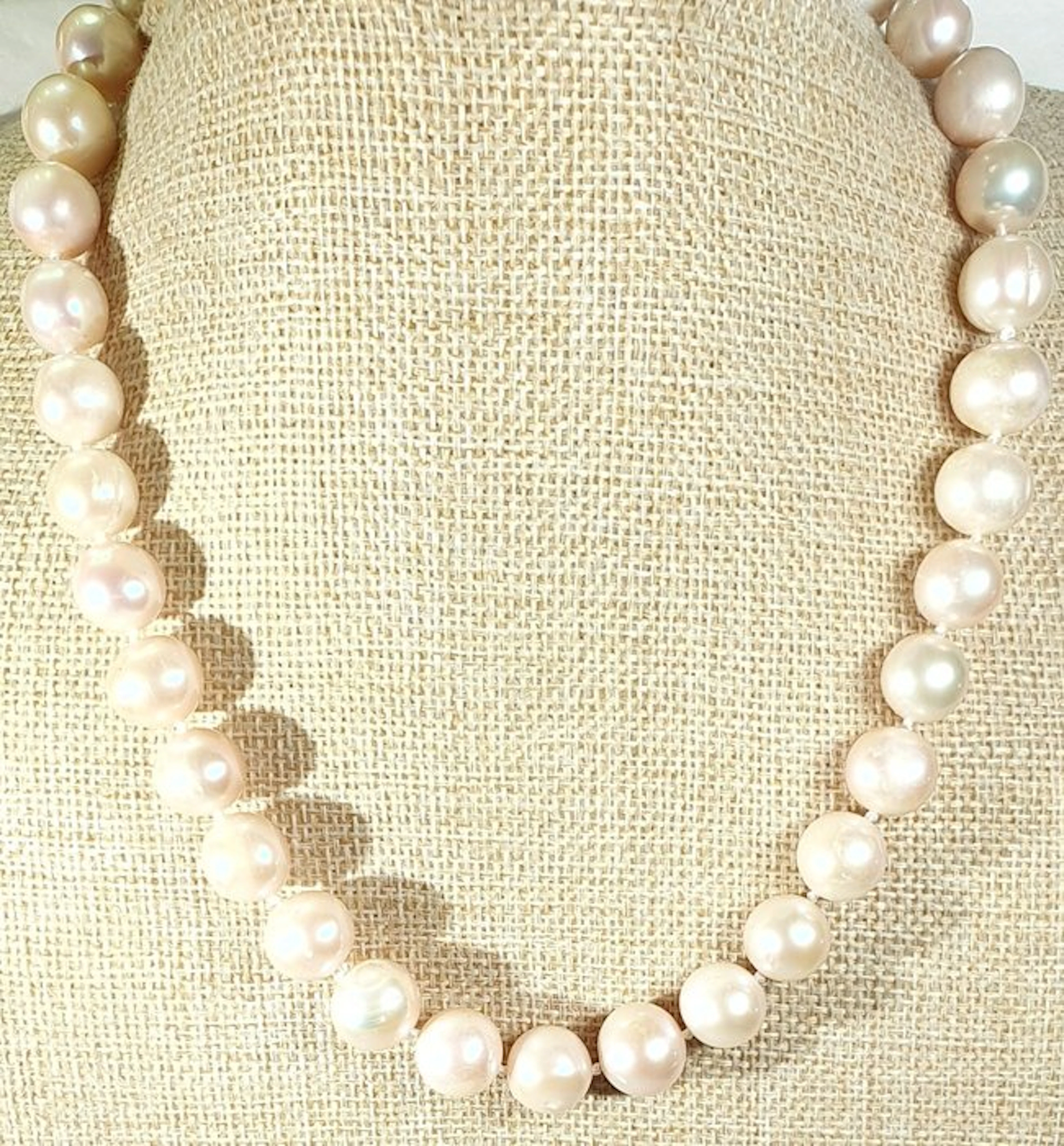 Natural Freshwater Pearls with Golden Tones - LARGE...