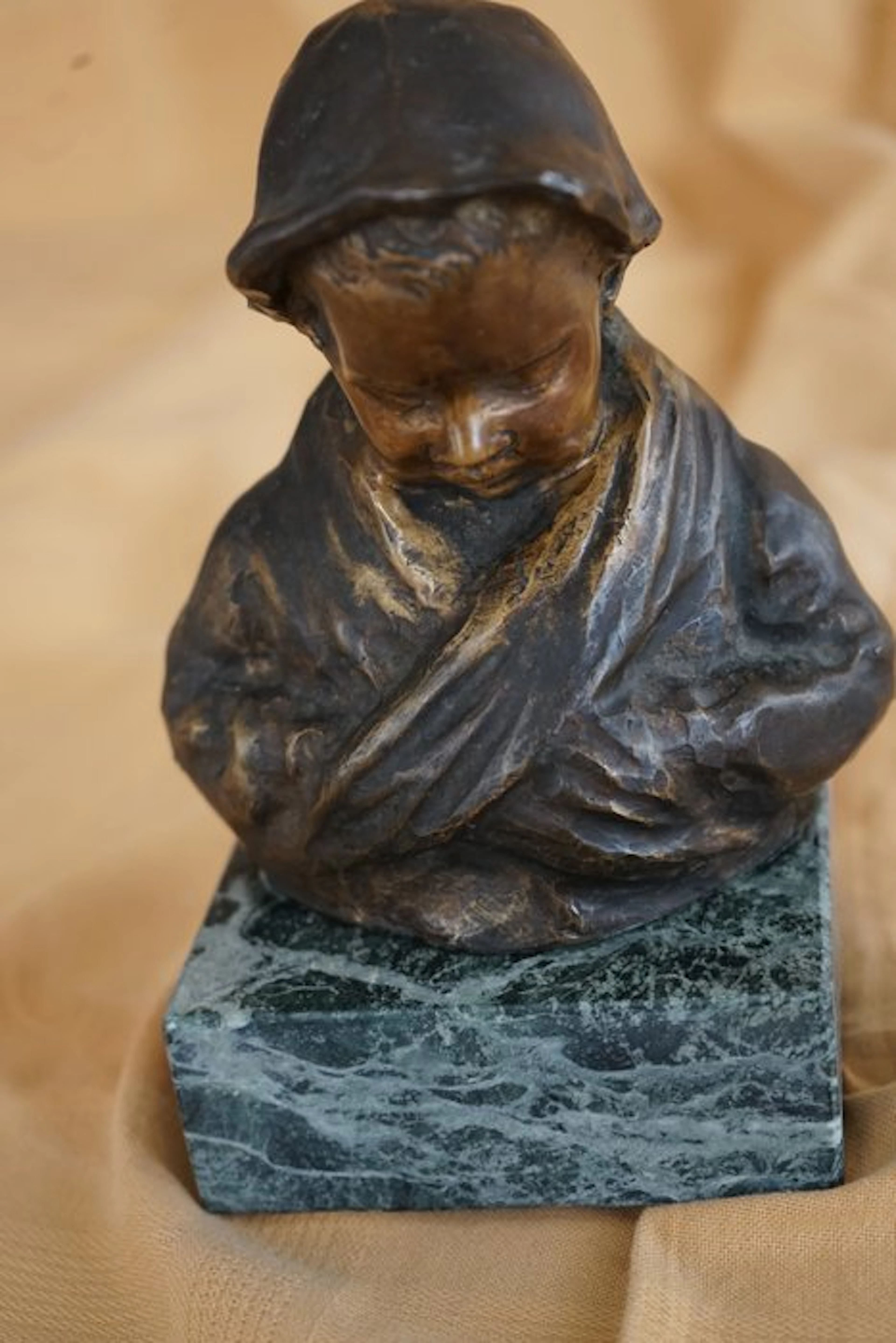 Statue, Scugnizzo - 20 cm - Bronze, Marble