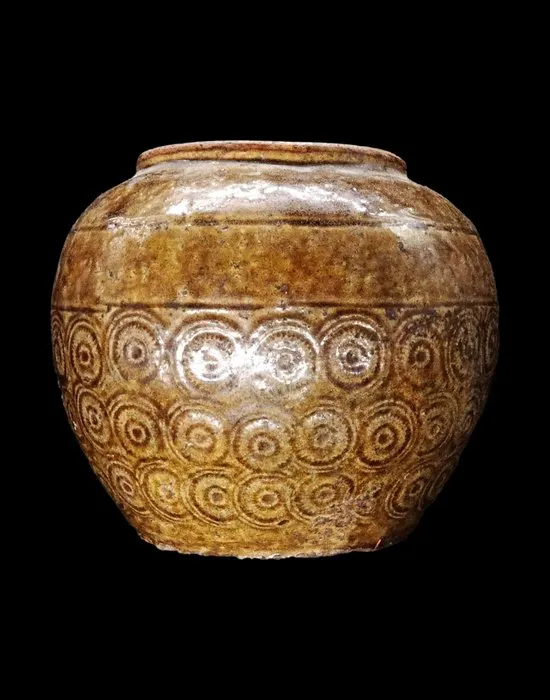 Ancient Chinese - Martaban jar with relief decoration...