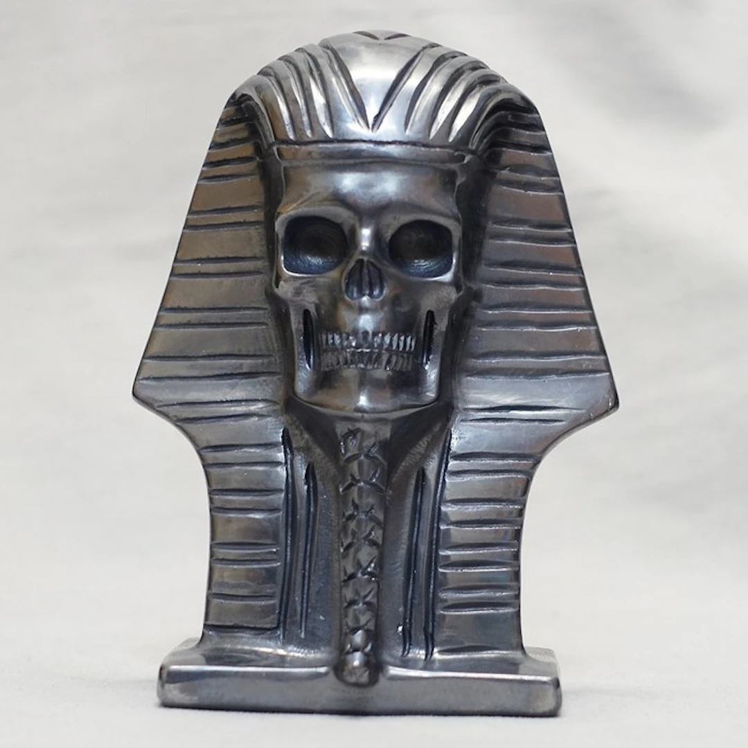 Hand-Carved Pharaoh Skull Sculpture in Tera-Hertz...