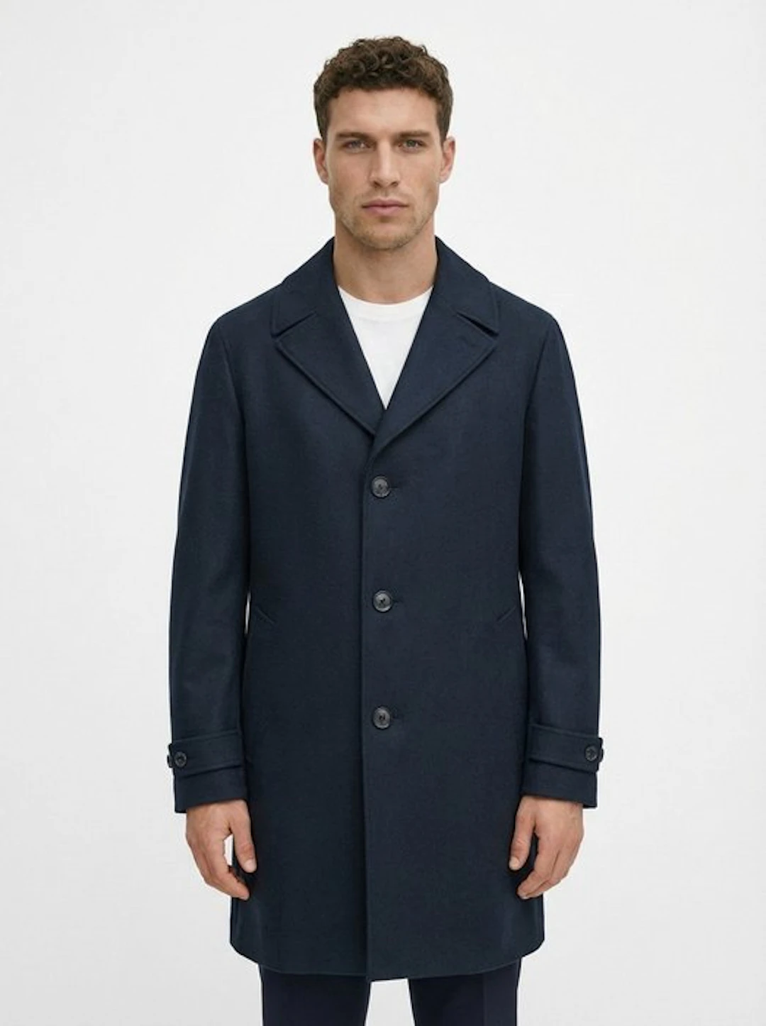 RAFFAELE CARUSO - 50 IT - Blue Wool Overcoat Detachable...