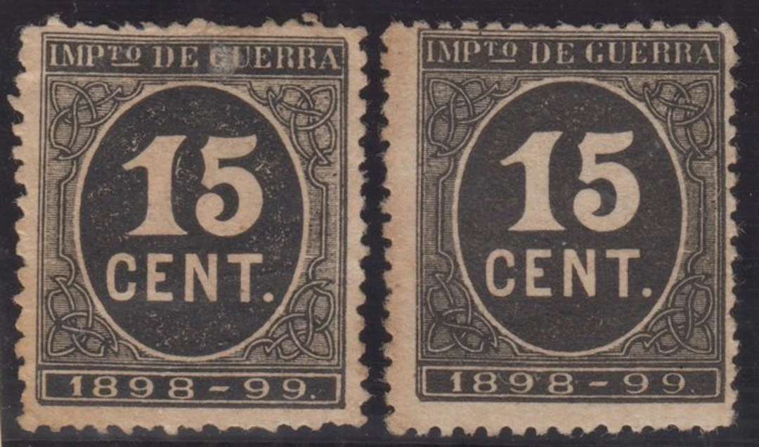 Spain 1898 - 2 units. Figures. 15 cents, black. - Edifil 238
