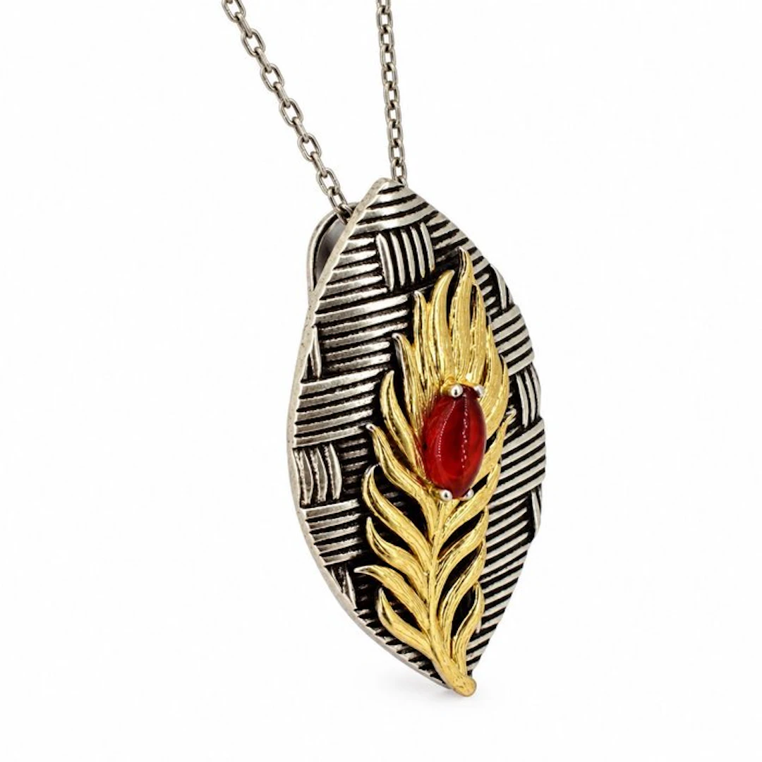 No reserve price - Necklace Gold-plated, Silver Carnelian - Limited edition