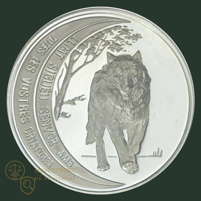 Andorra. 10 Dinar 1995 "Wildlife Wolf" (No reserve price)
