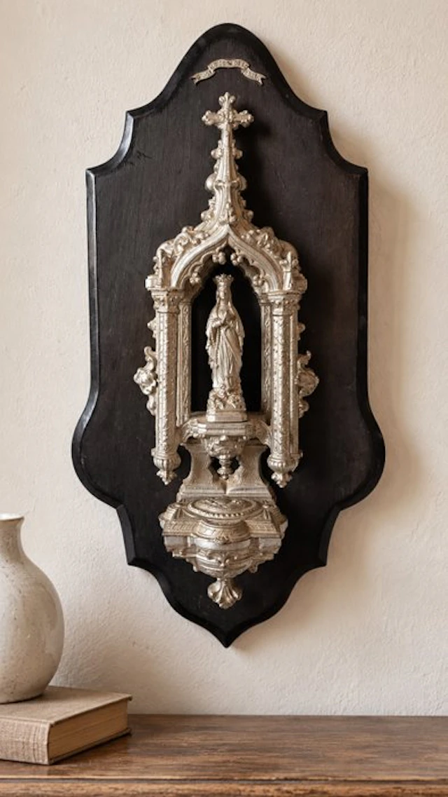 Antique Holy water font - 1920-1930 - XXL - 49 cm - 1.9 kg