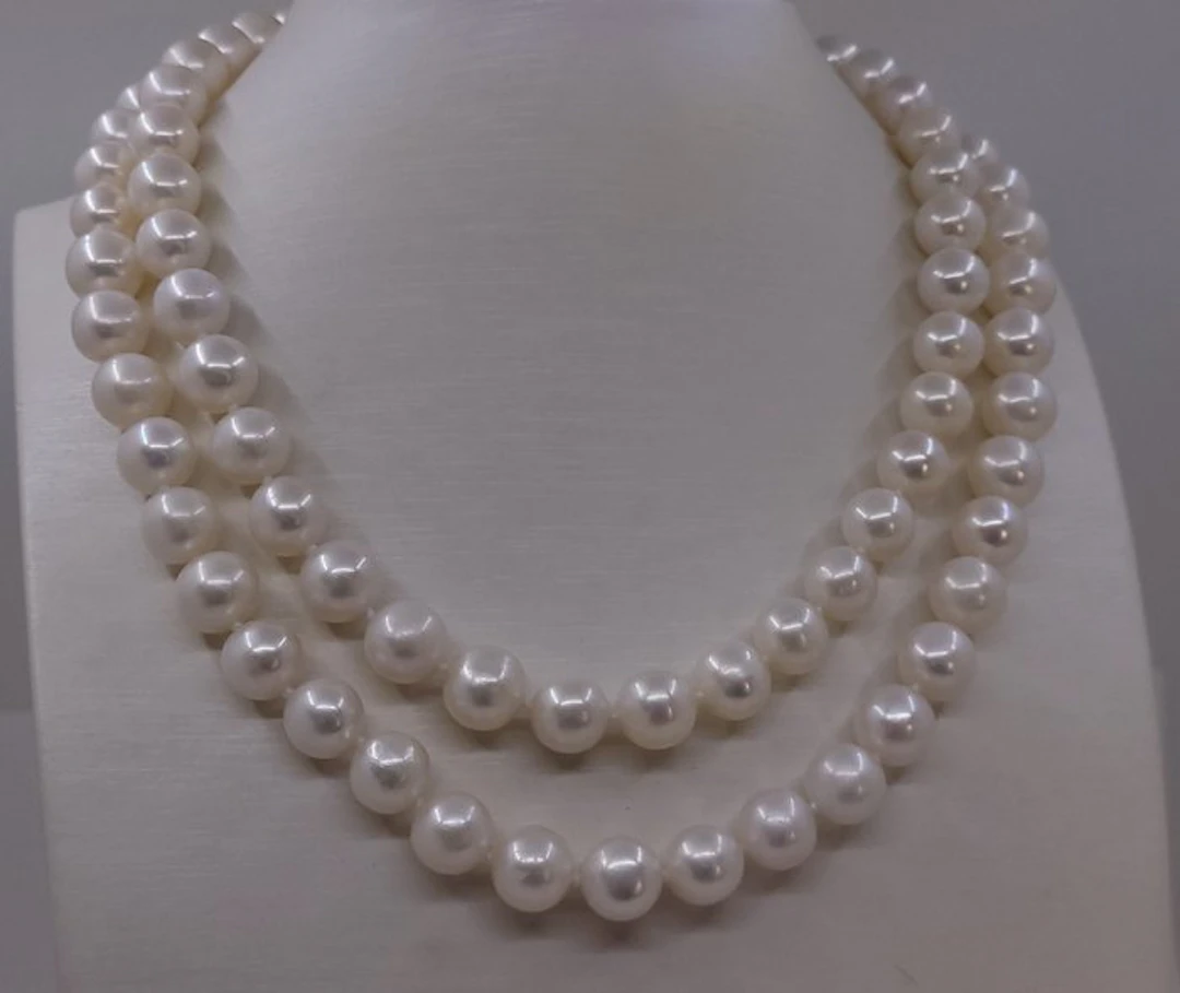 No reserve price - Necklace - 14 kt. White gold - 9.5x10.5mm Edison Pearls