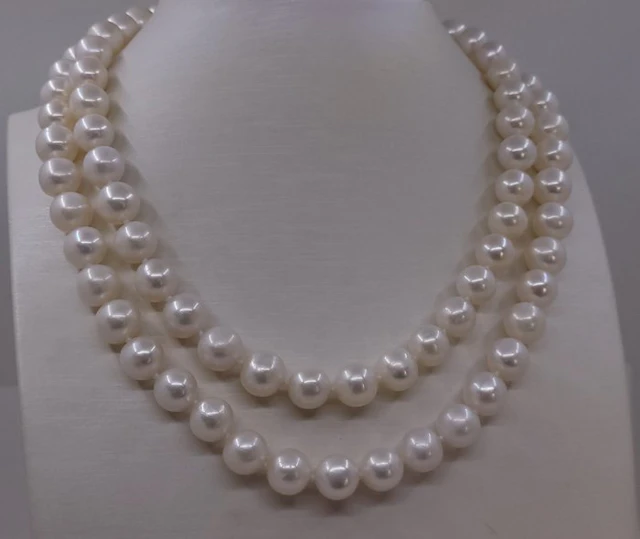 No reserve price - Necklace - 14 kt. White gold - 9.5x10.5mm Edison Pearls