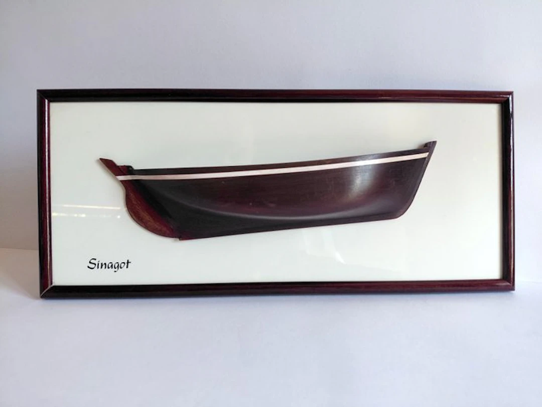 Half hull ship model - Demi coque décorative en bois, 38.5 cm, Sinagot
