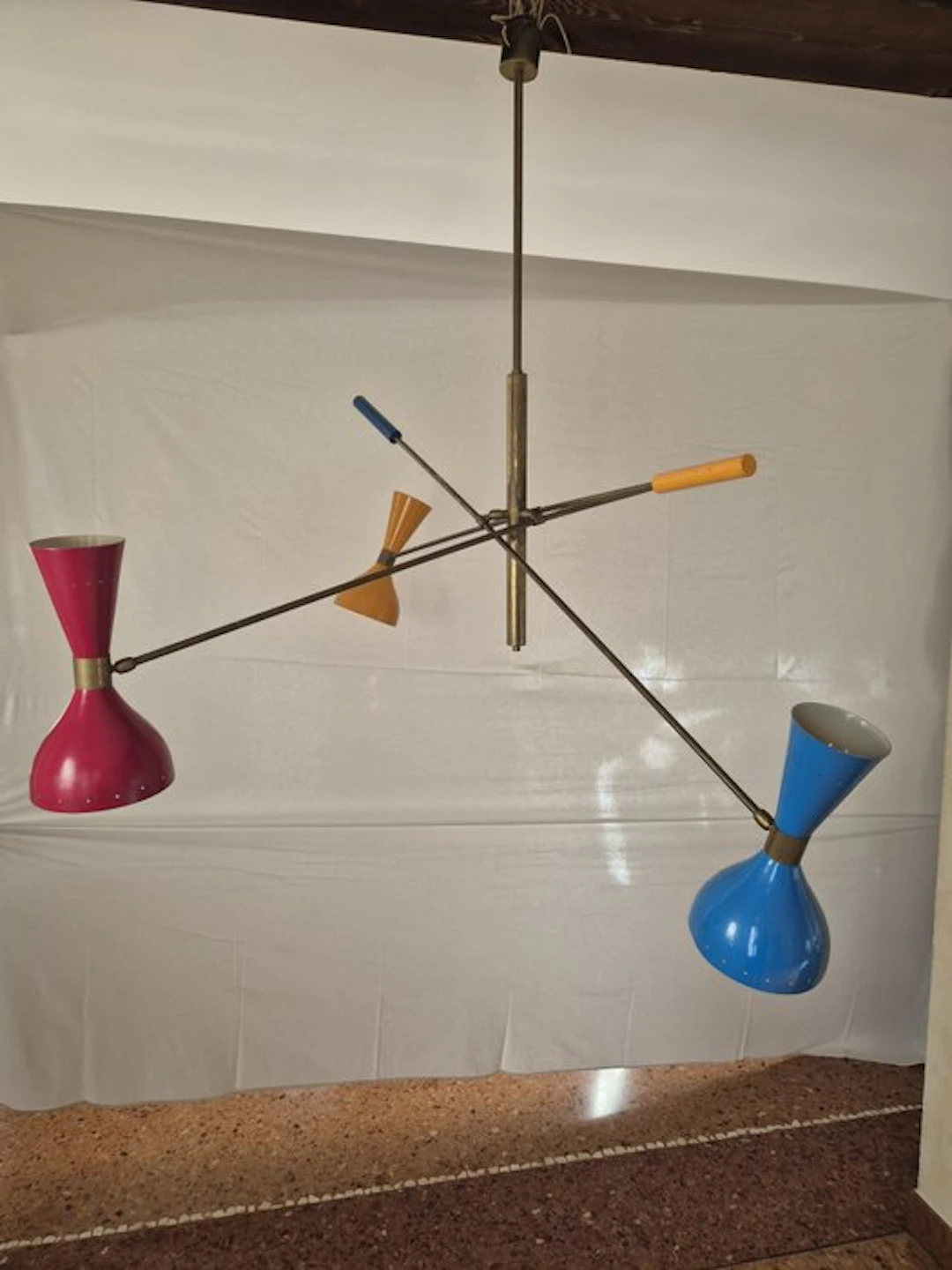 Sivio Piattelli - Hanging lamp - Triennial Style - Brass...