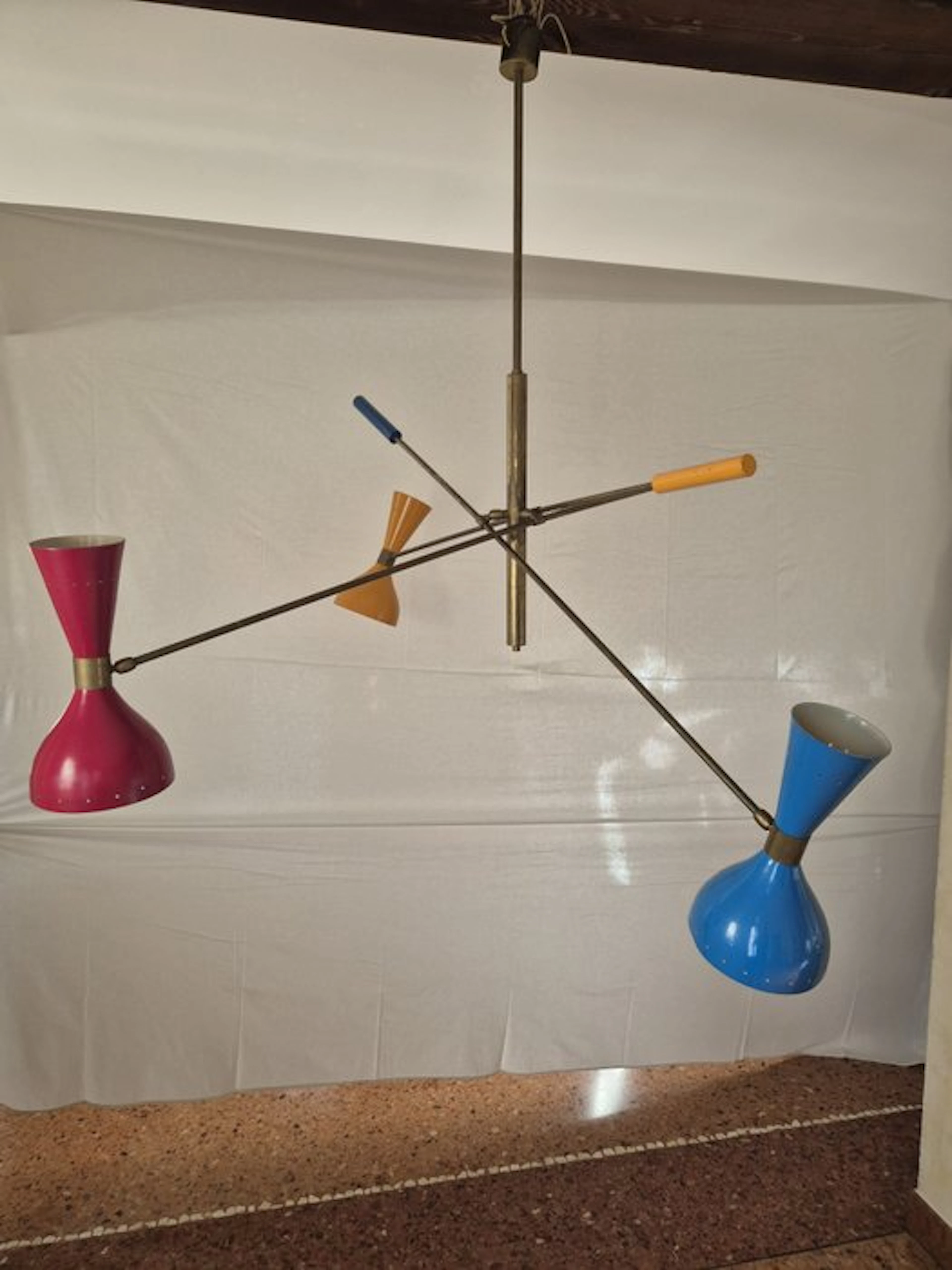Sivio Piattelli - Hanging lamp - Triennial Style - Brass...