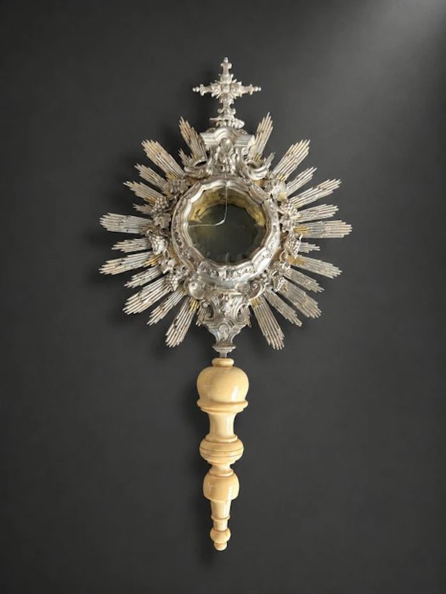 Monstrance - Silver, Ivory - 1750-1800 - Processional monstrance - 47 cm