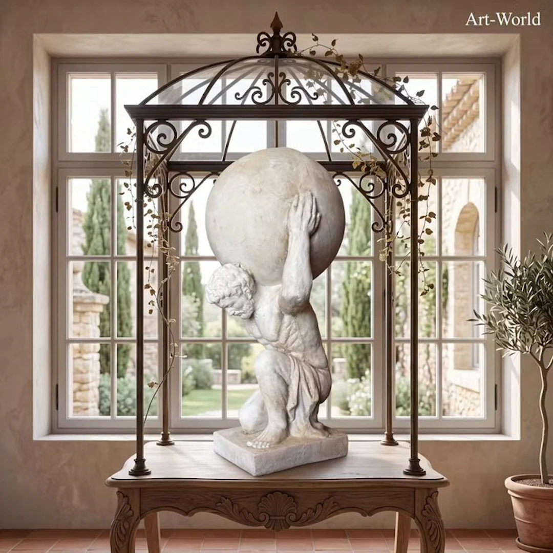 Statue, XL sculptuur. Atlas 69 cm / 9 kg - 69 cm - MGO