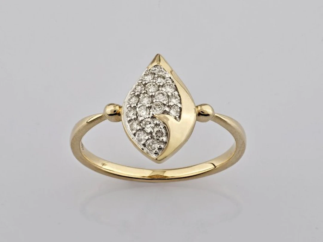 Ring - 14 kt. Yellow gold - 0.20ct. tw. Diamond (Natural)