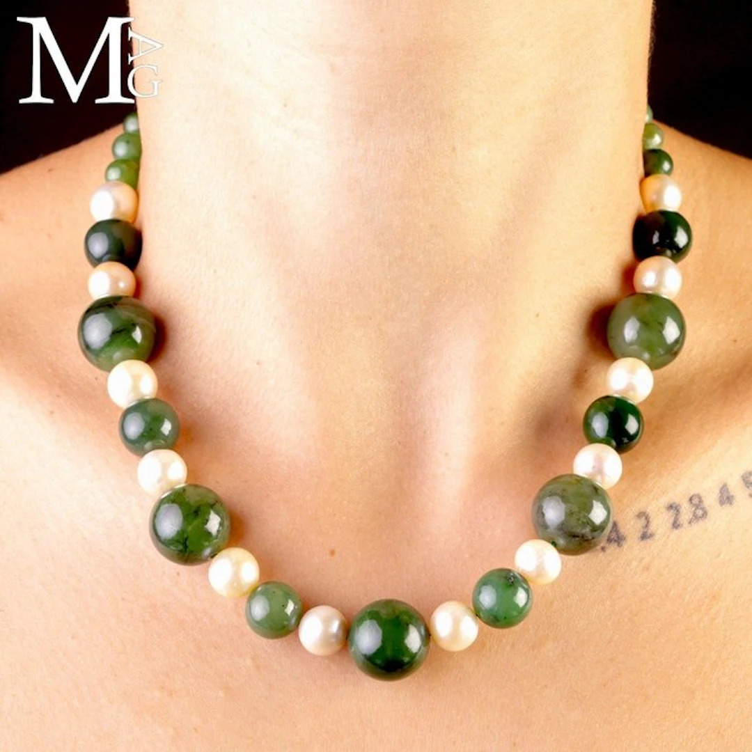 Extremely Precious Jewel - Deep Green Jade and Natural...