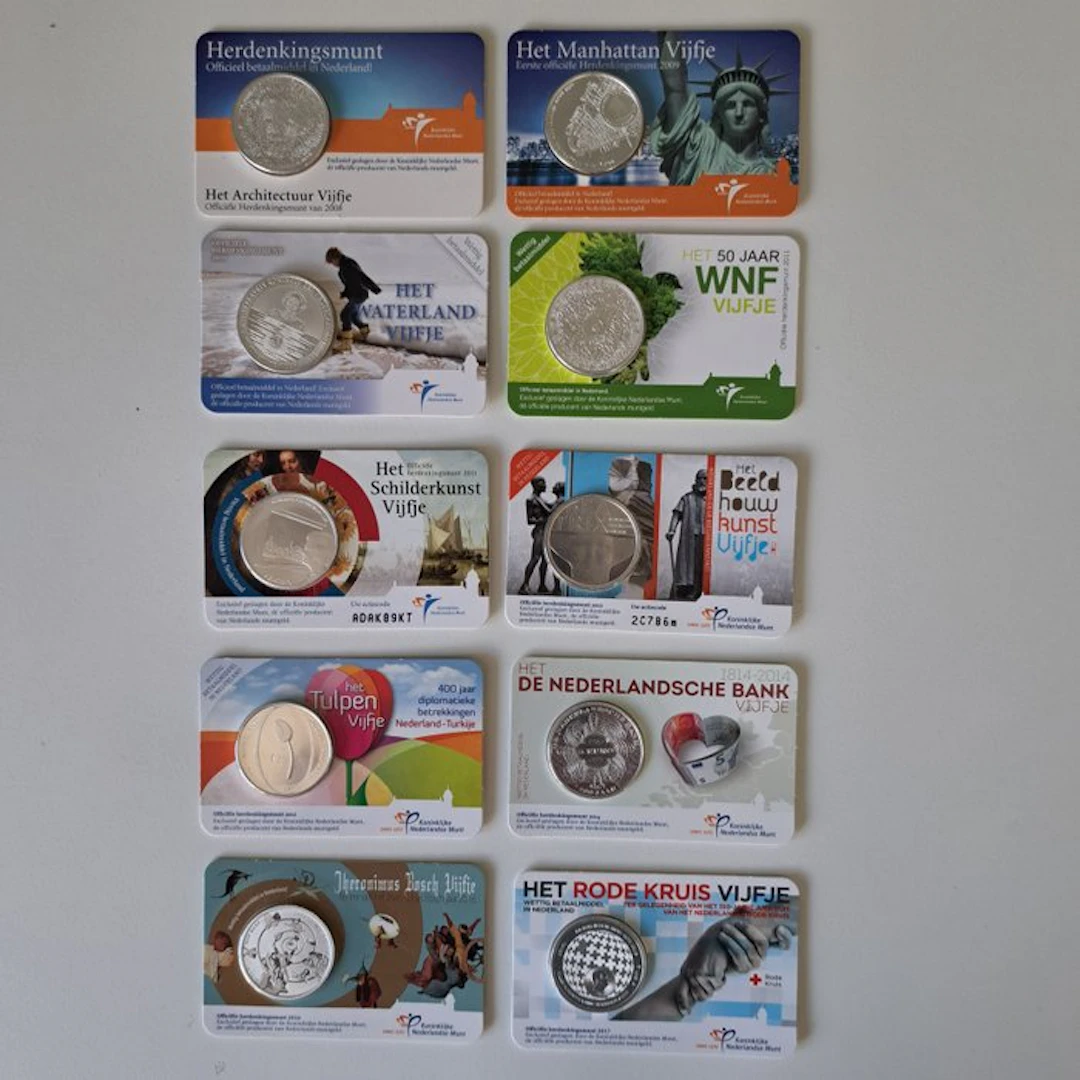 Netherlands. 5 Euro 2008/2017 (10 coincards) (No reserve price)