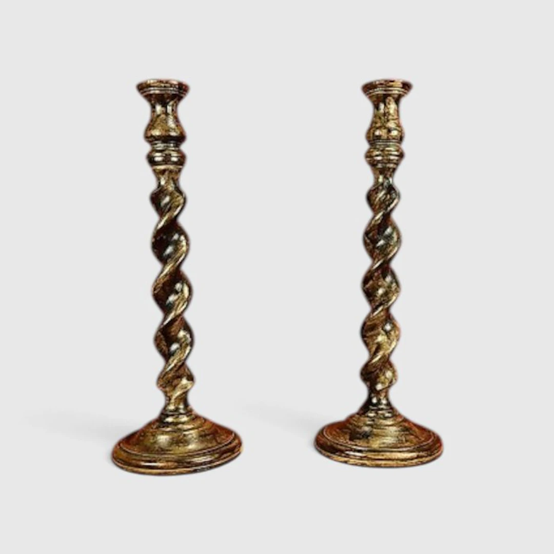 Taperstick (2) - Wood - Victorian candlesticks