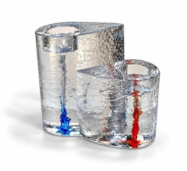 Kosta Boda - Kjell Engman - Tealight holder Sweet Hearts (2) - Crystal glass