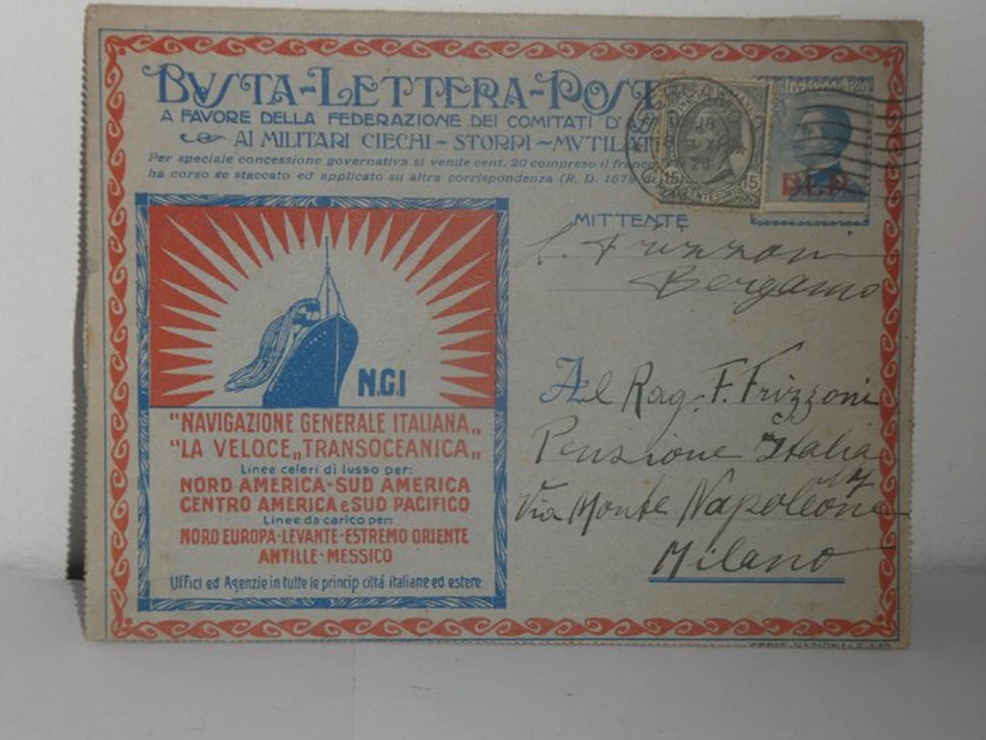 Italy Kingdom 1921 - Postcard stamp: 25 cents on a...