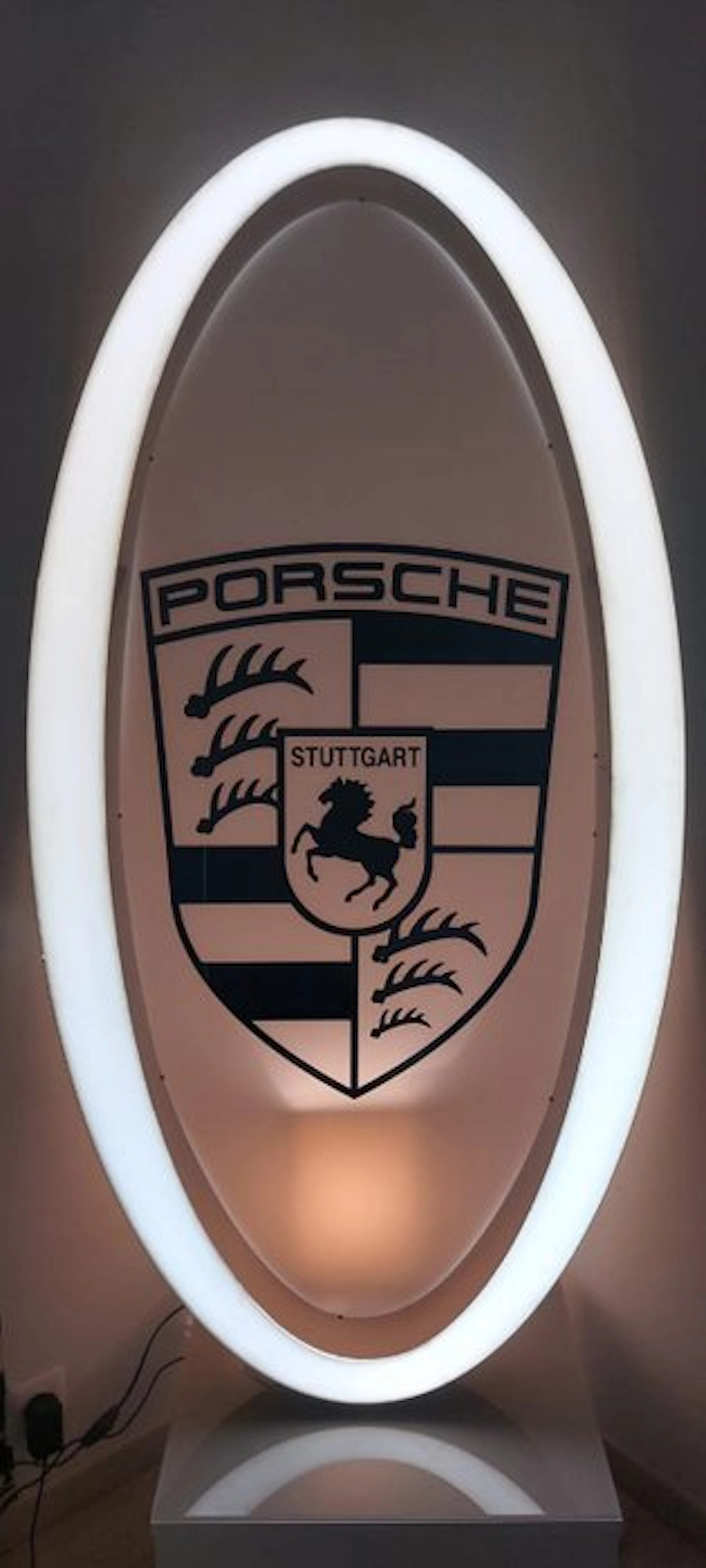 1990s Porsche dealership illuminated oval sign - Lighted sign - Aluminium