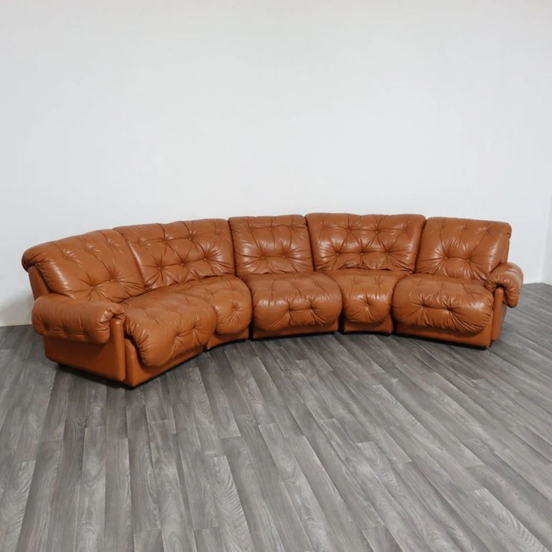Sofa - Leather - vintage modular corner sofa