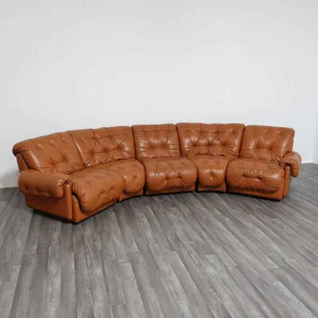 Sofa - Leather - vintage modular corner sofa