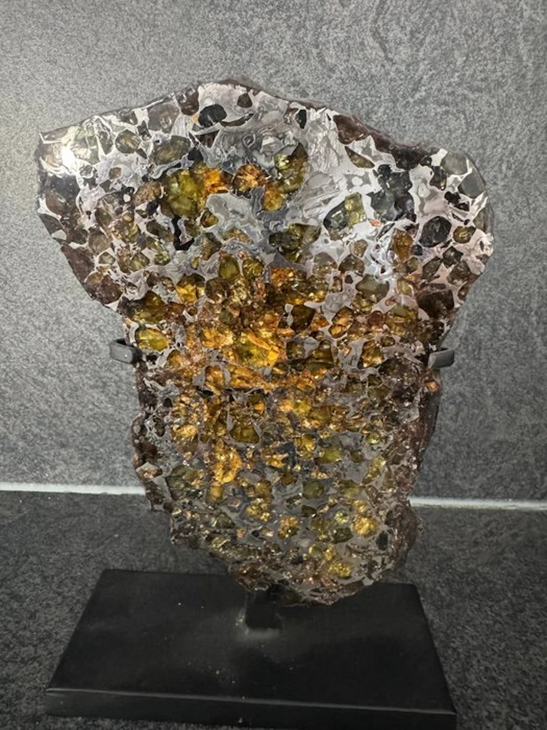 Seymchan meteorite Pallasitic - Height: 154 mm - Width: 113 mm - 200 g - (1)