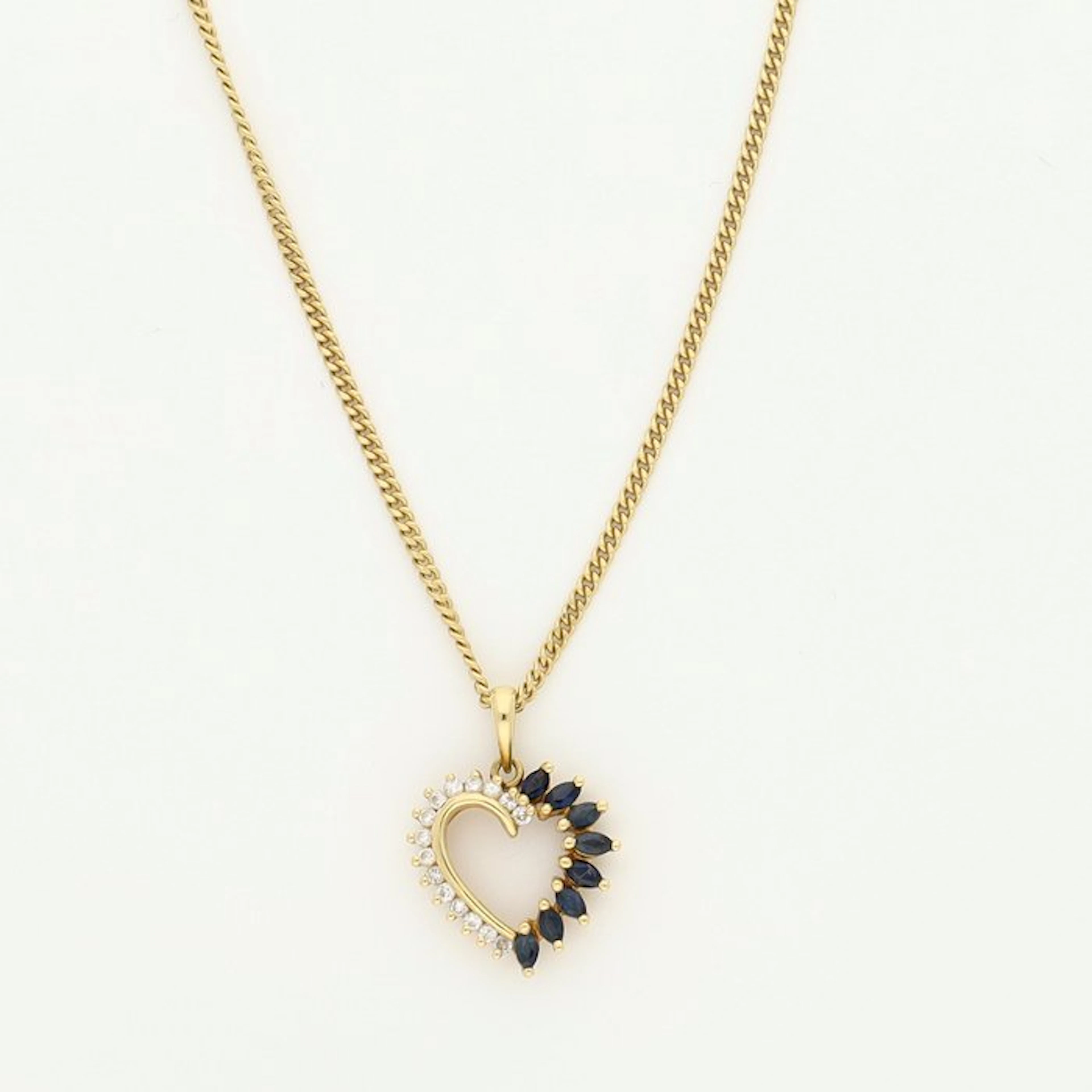 Necklace - 18 kt. Yellow gold Diamond (Natural) - Sapphire