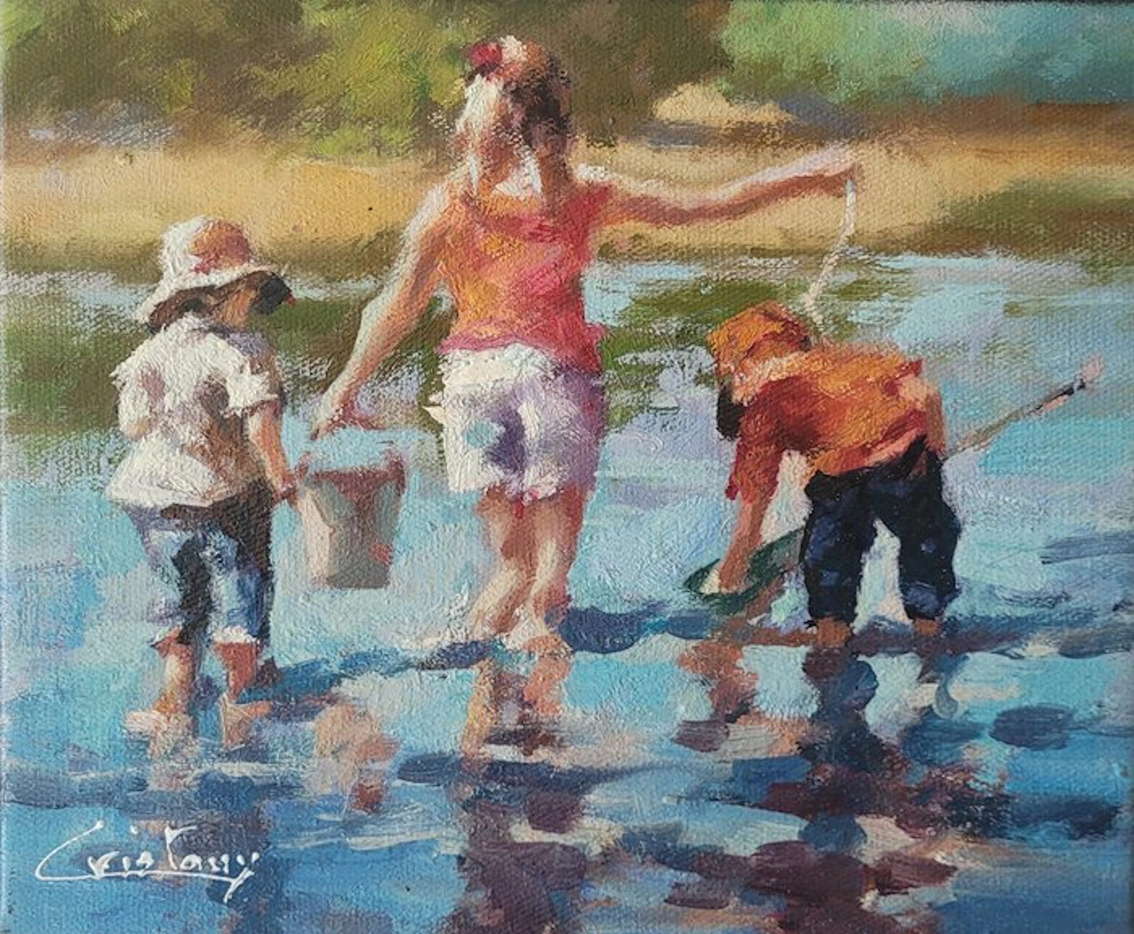 Francis Cristaux (1950) - Enfants au bord de l’eau
