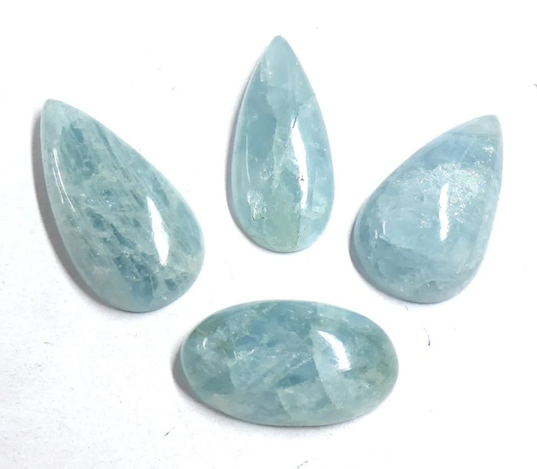 Large lot of aquamarine, 100% natural Cabochon- 29.16 g - (4)