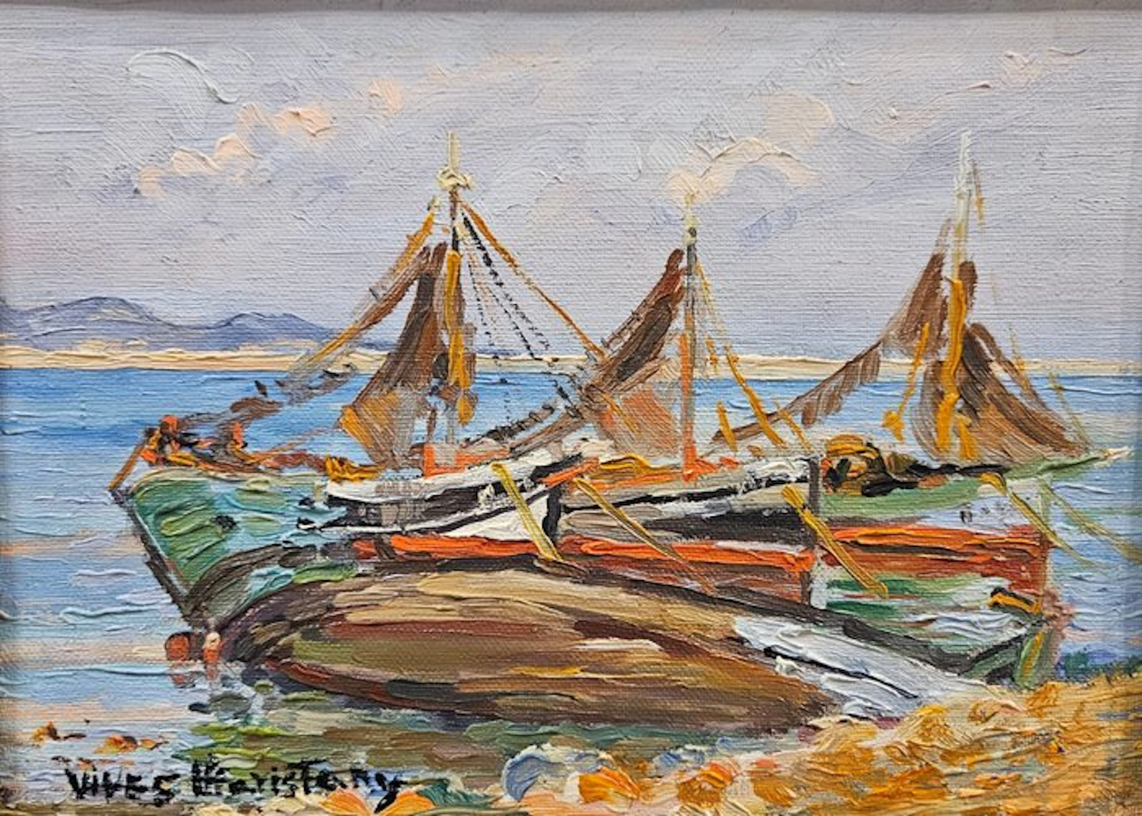 Joan Vives Maristany (XX) - Barcas en la Costa