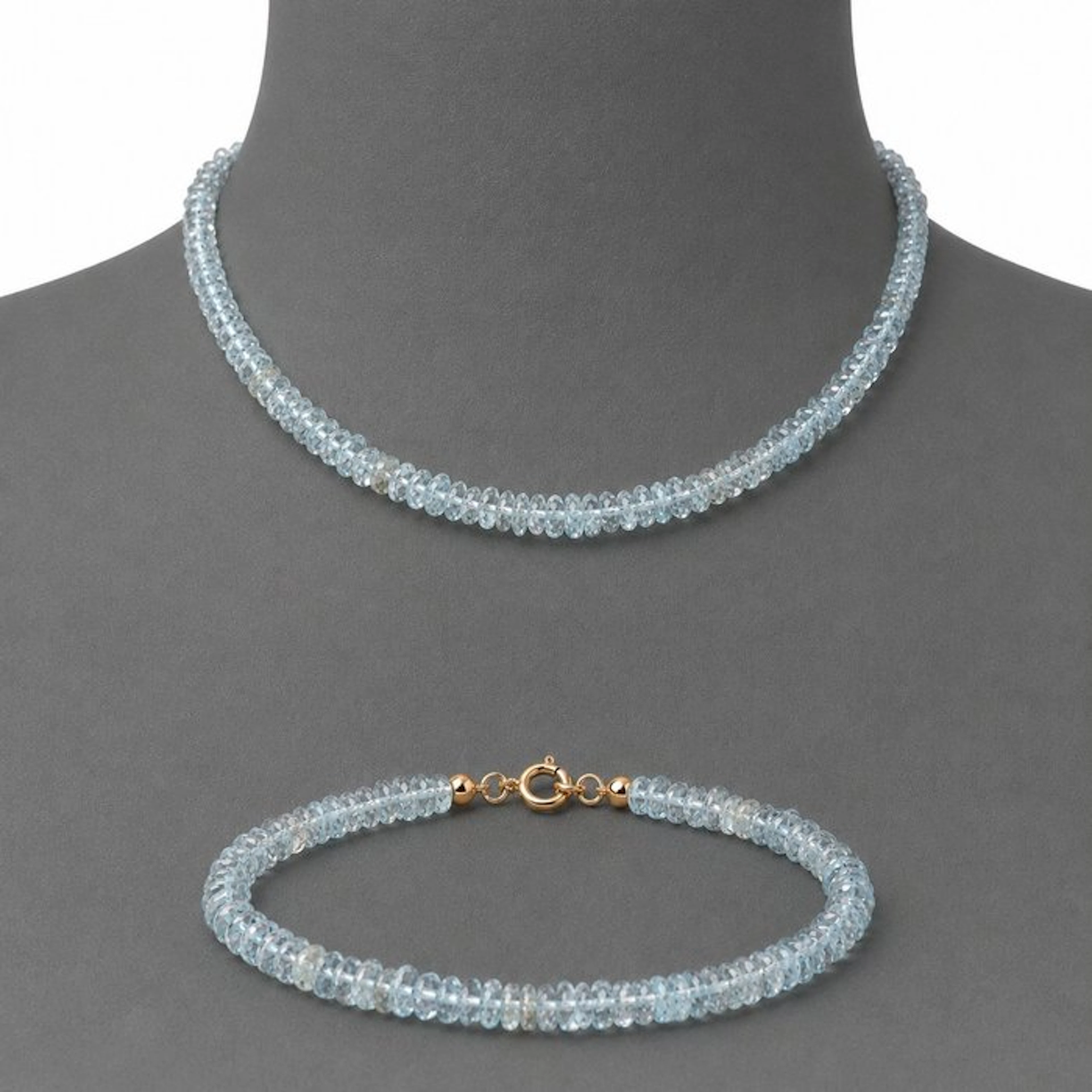Aquamarine - Silver - 2 piece jewellery set