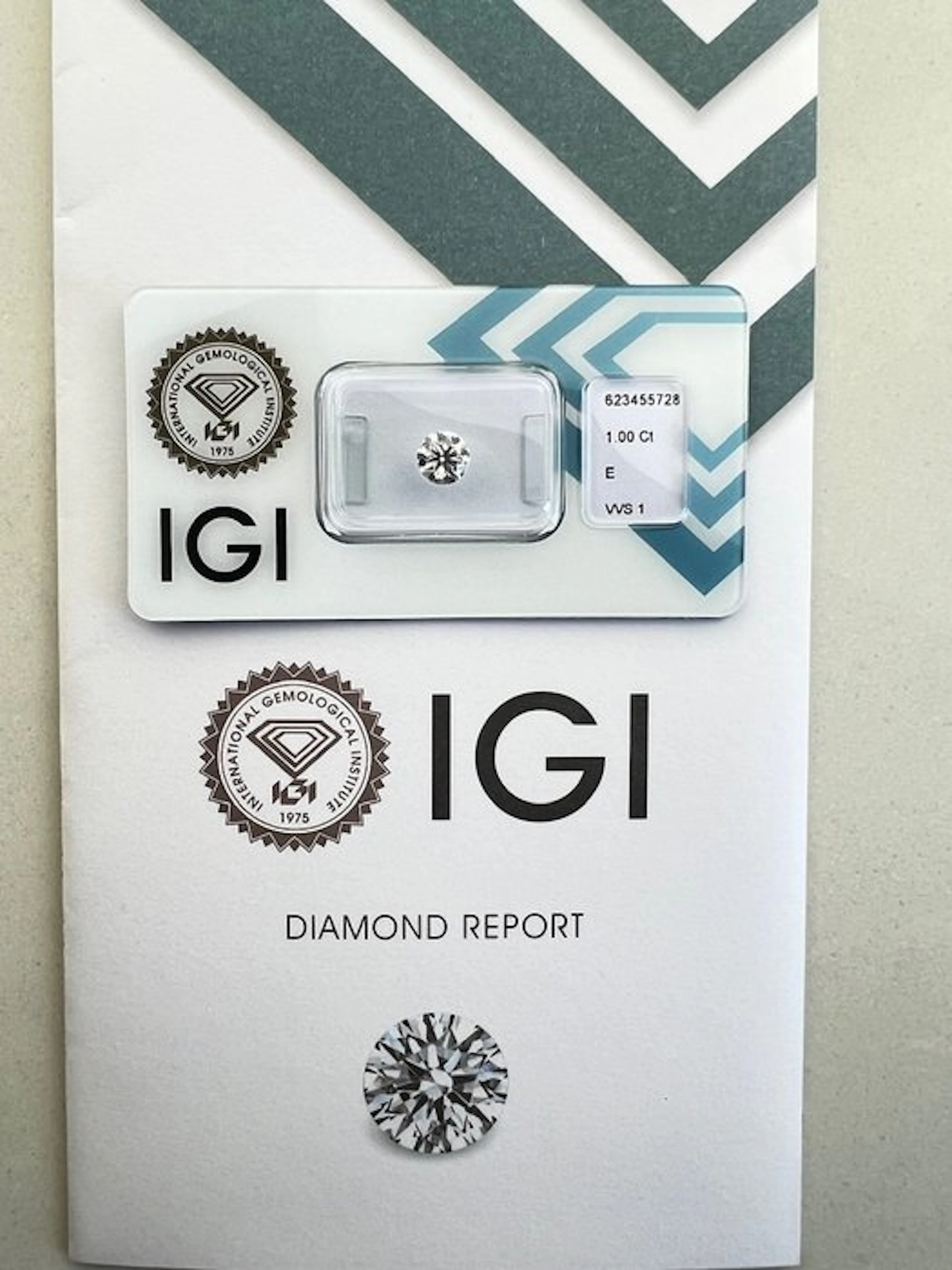 1 pcs Diamond (Natural) - 1.00 ct - Round - E - VVS1...