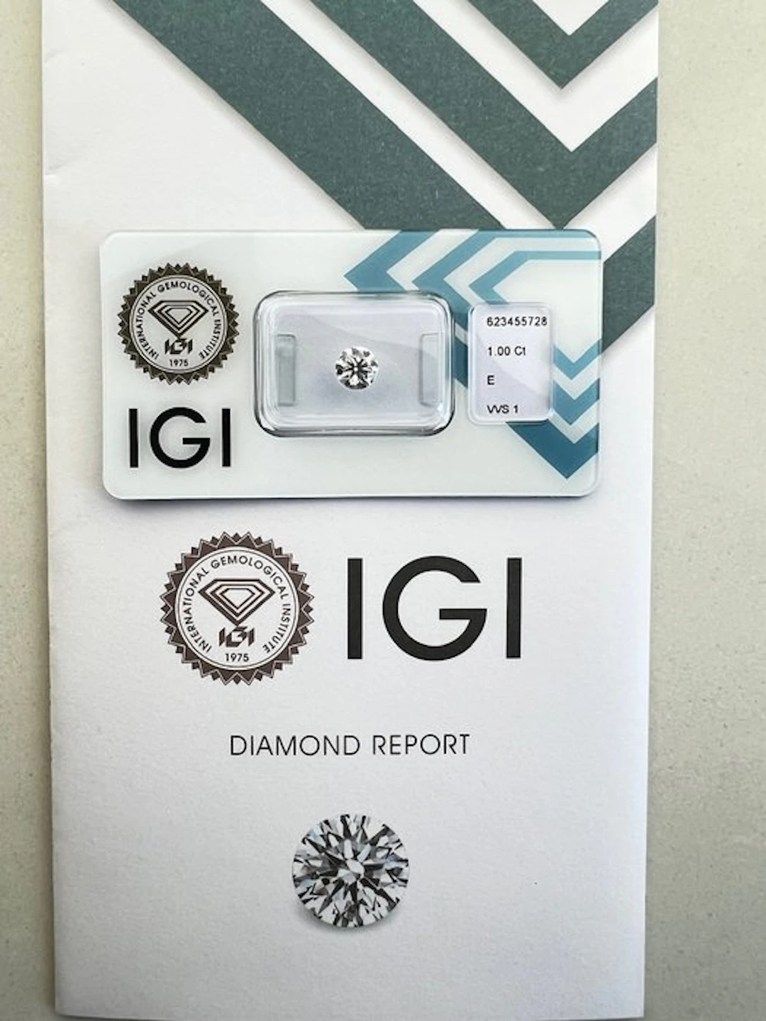 1 pcs Diamond (Natural) - 1.00 ct - Round - E - VVS1...