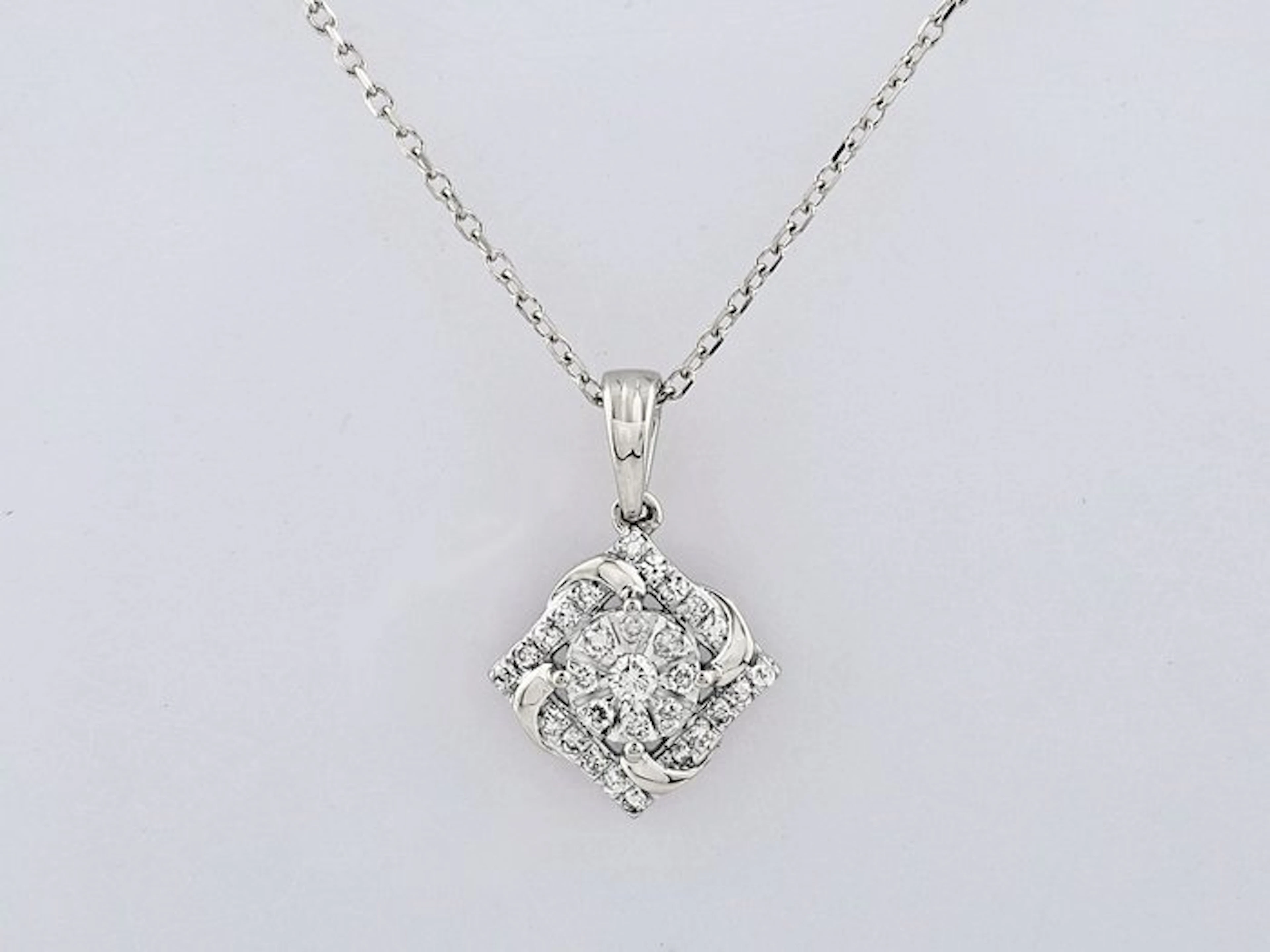 Necklace with pendant - 14 kt. White gold - 0.12ct. tw. Diamond (Natural)