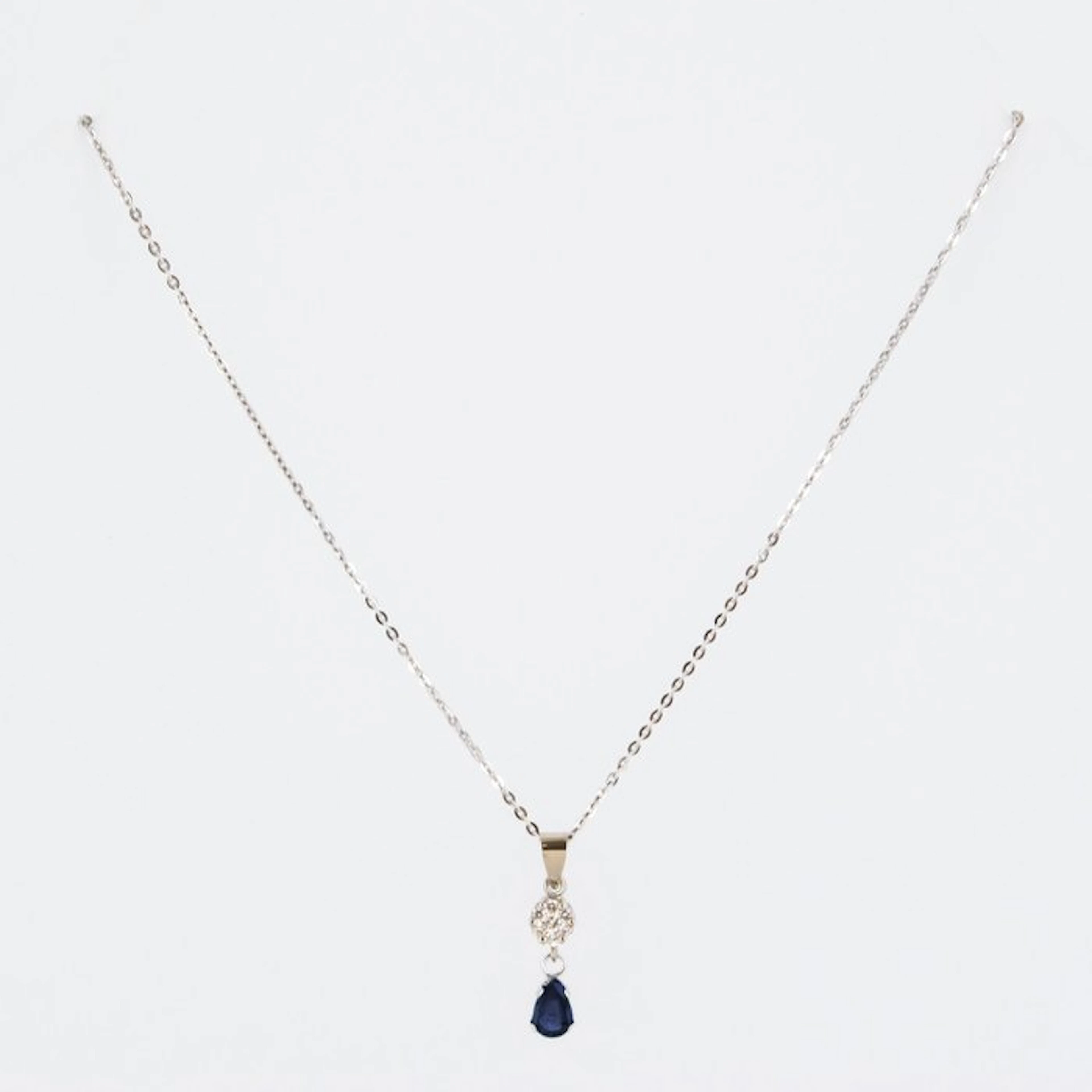 Pendant - 18 kt. White gold Sapphire - Diamond
