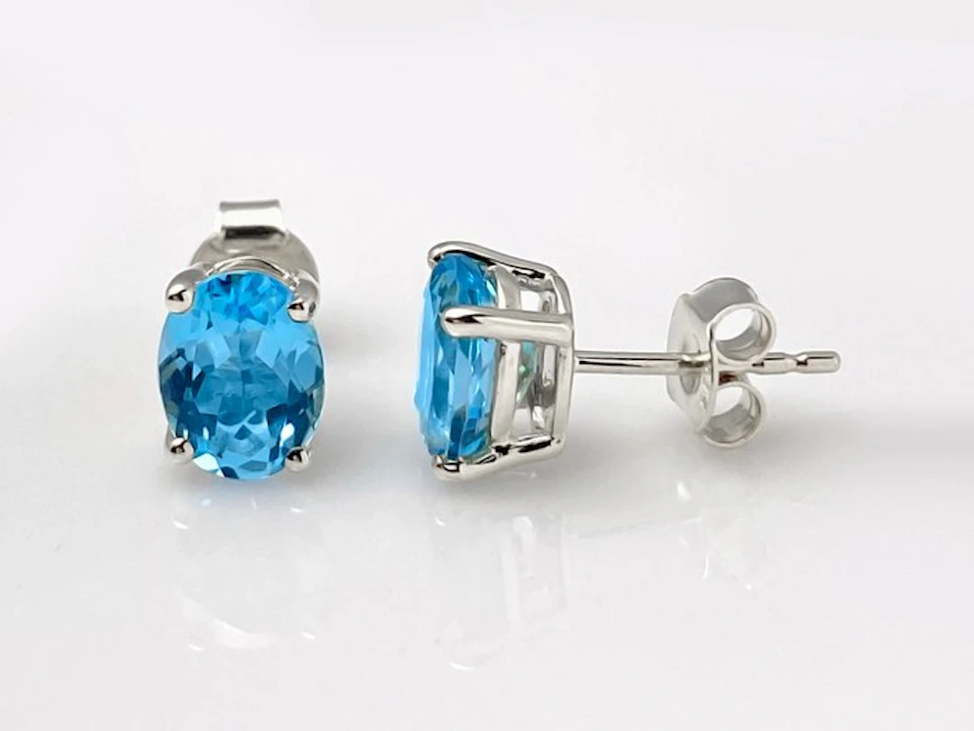 Earrings - 14 kt. White gold - 2.90ct. tw. Topaz