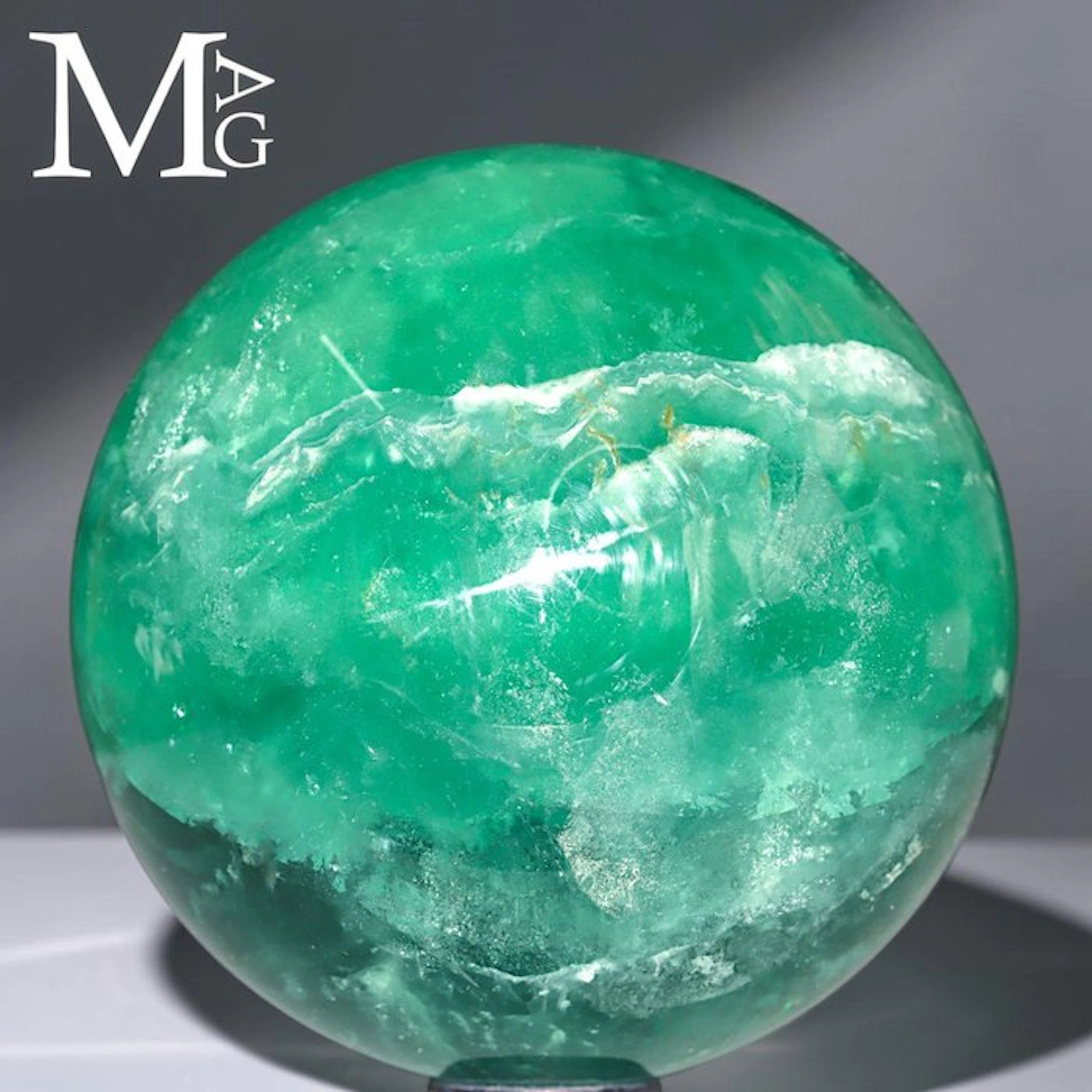 Natural Green Fluorite Crystal Large Carved Green...