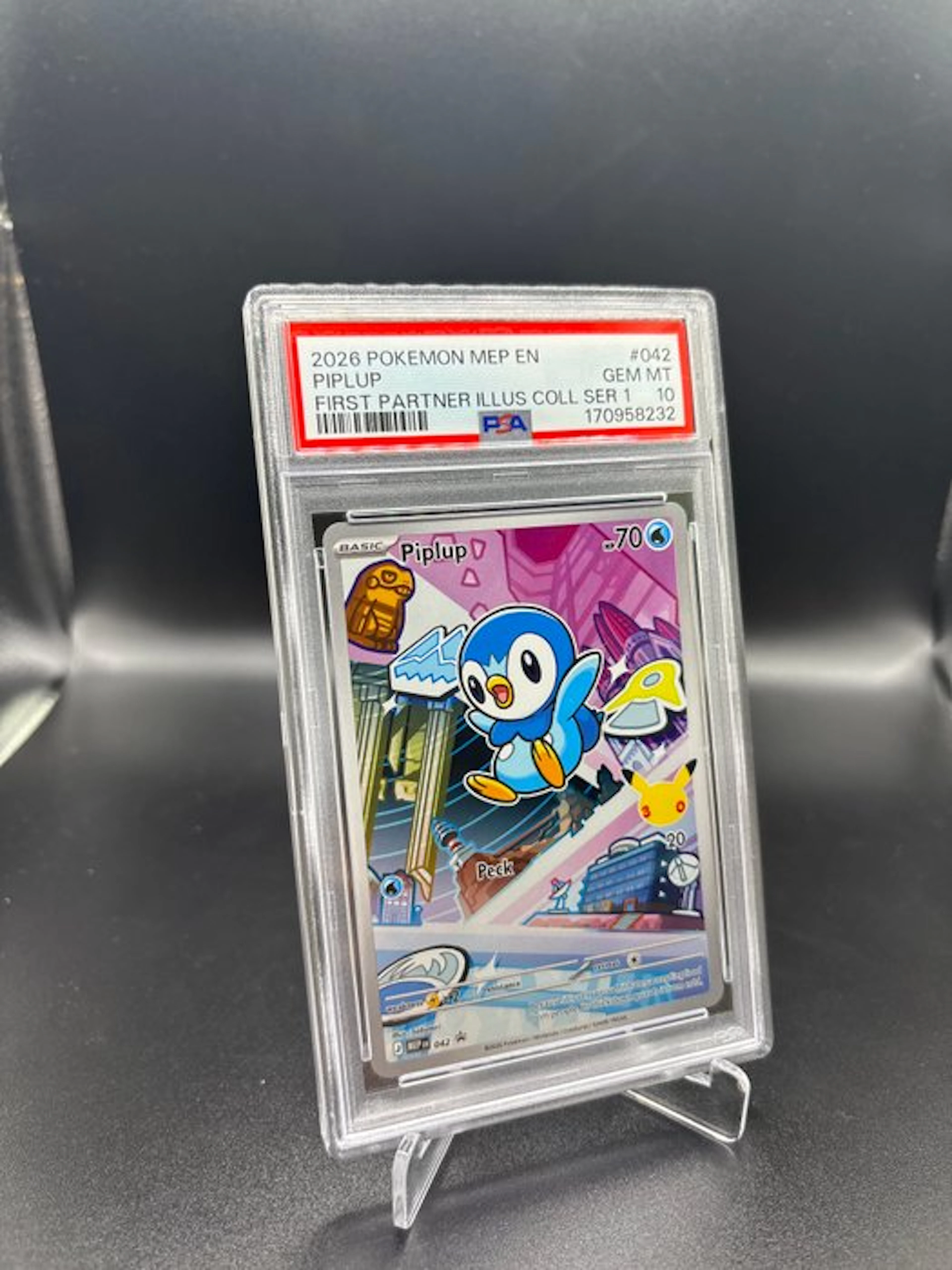 Pokémon - 1 Graded card - Piplup 042 First Ill Coll Series Full art - PSA 10