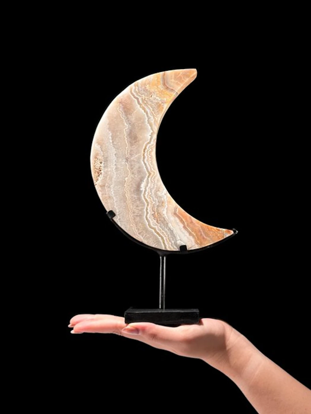 NO RESERVE PRICE - Wonderful Lace Agate- Crescent...