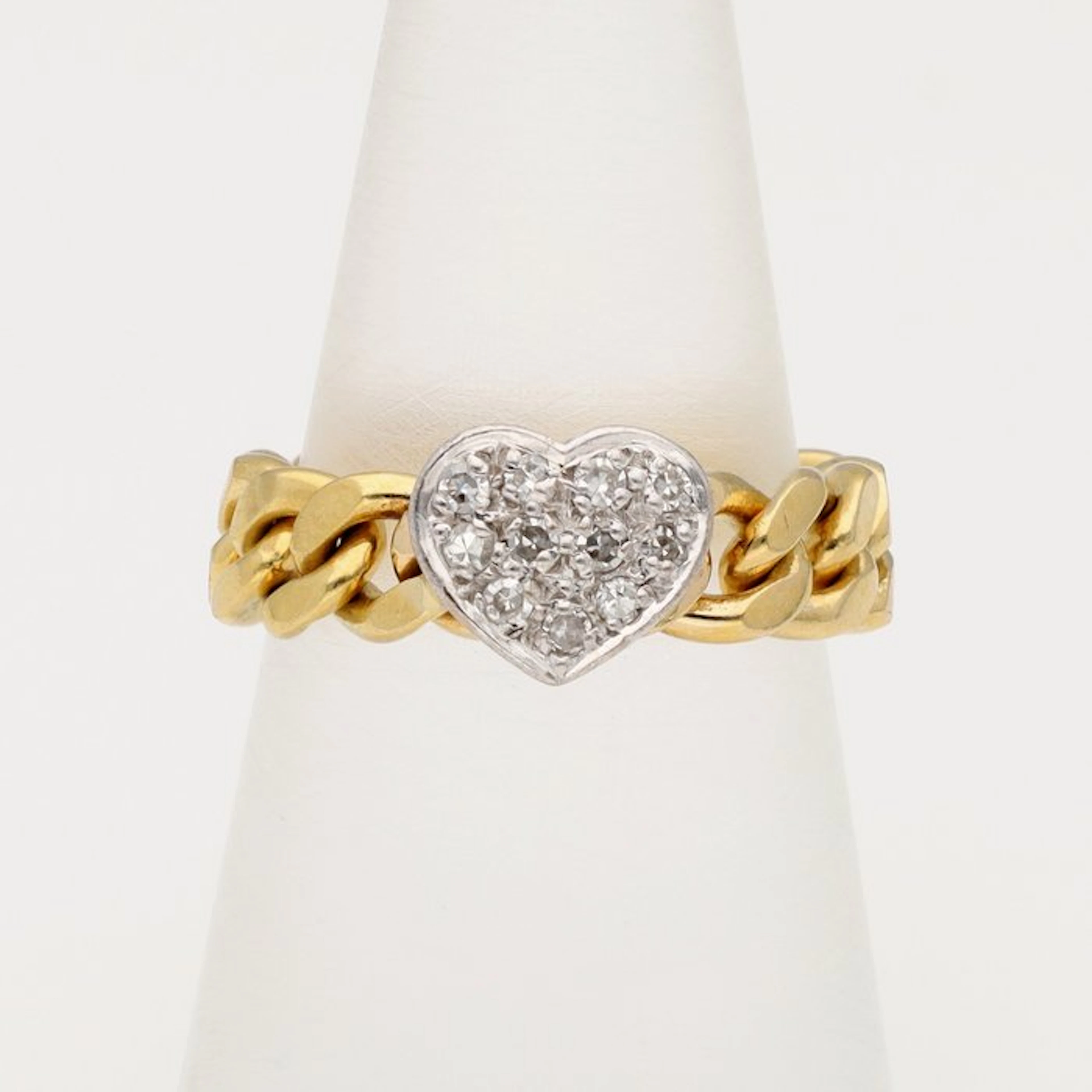 Ring - 14 kt. Yellow gold, White gold - 0.05ct. tw. Diamond (Natural)