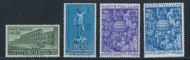 Italian Republic - UNESCO and Holy Year, complete series nos. 618/621.