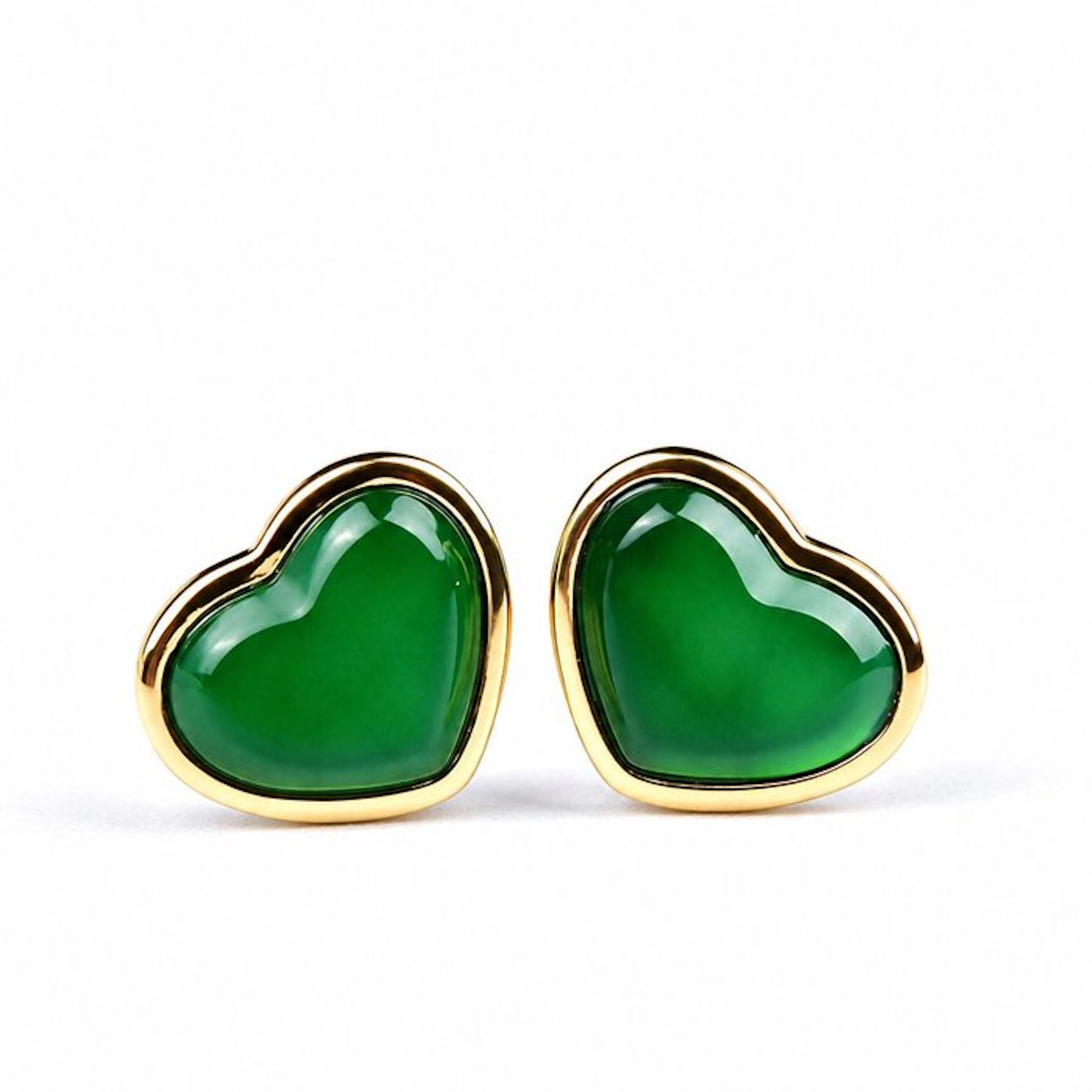No reserve price - Earrings - 18 kt. Yellow gold Jade - ALGT Certified