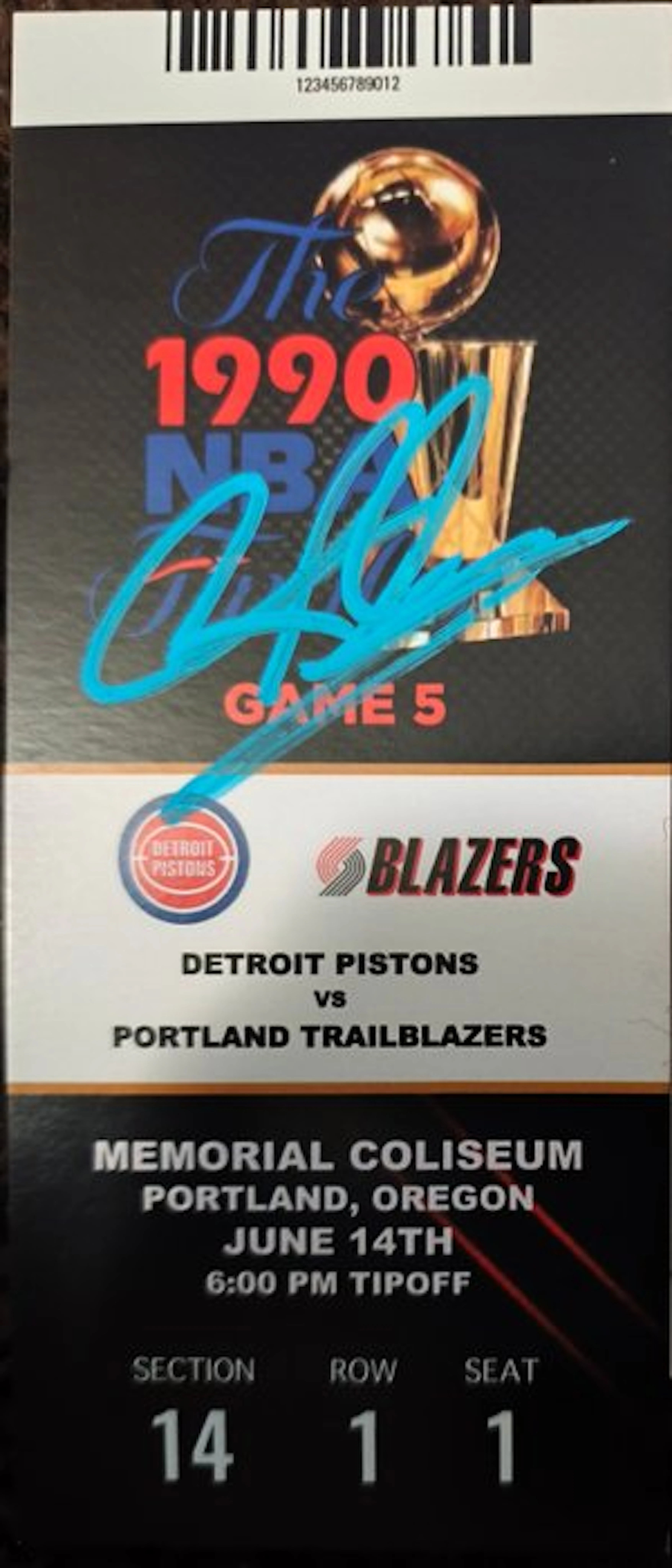 Detroit Pistons, Portland Trail Blazers - NBA - Dennis Rodman - 1990 - Ticket