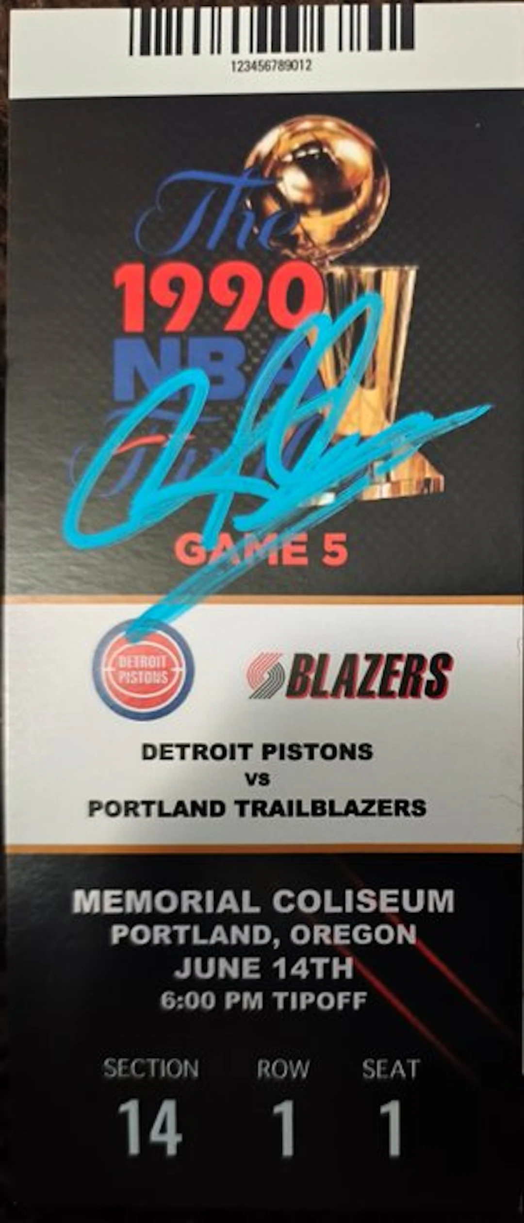 Detroit Pistons, Portland Trail Blazers - NBA - Dennis Rodman - 1990 - Ticket