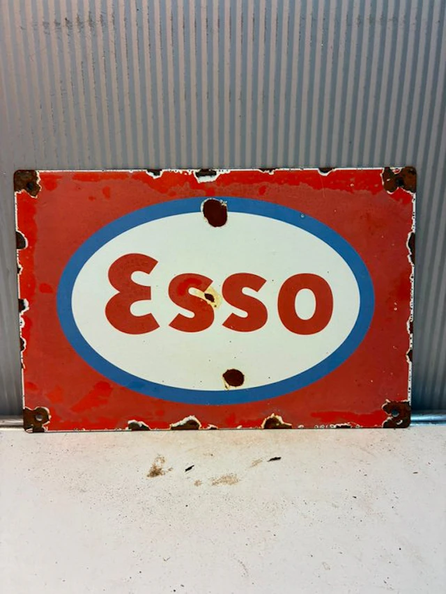 Esso – Klassiek Benzine Logo – Emaille Reclamebord – 30 ×...